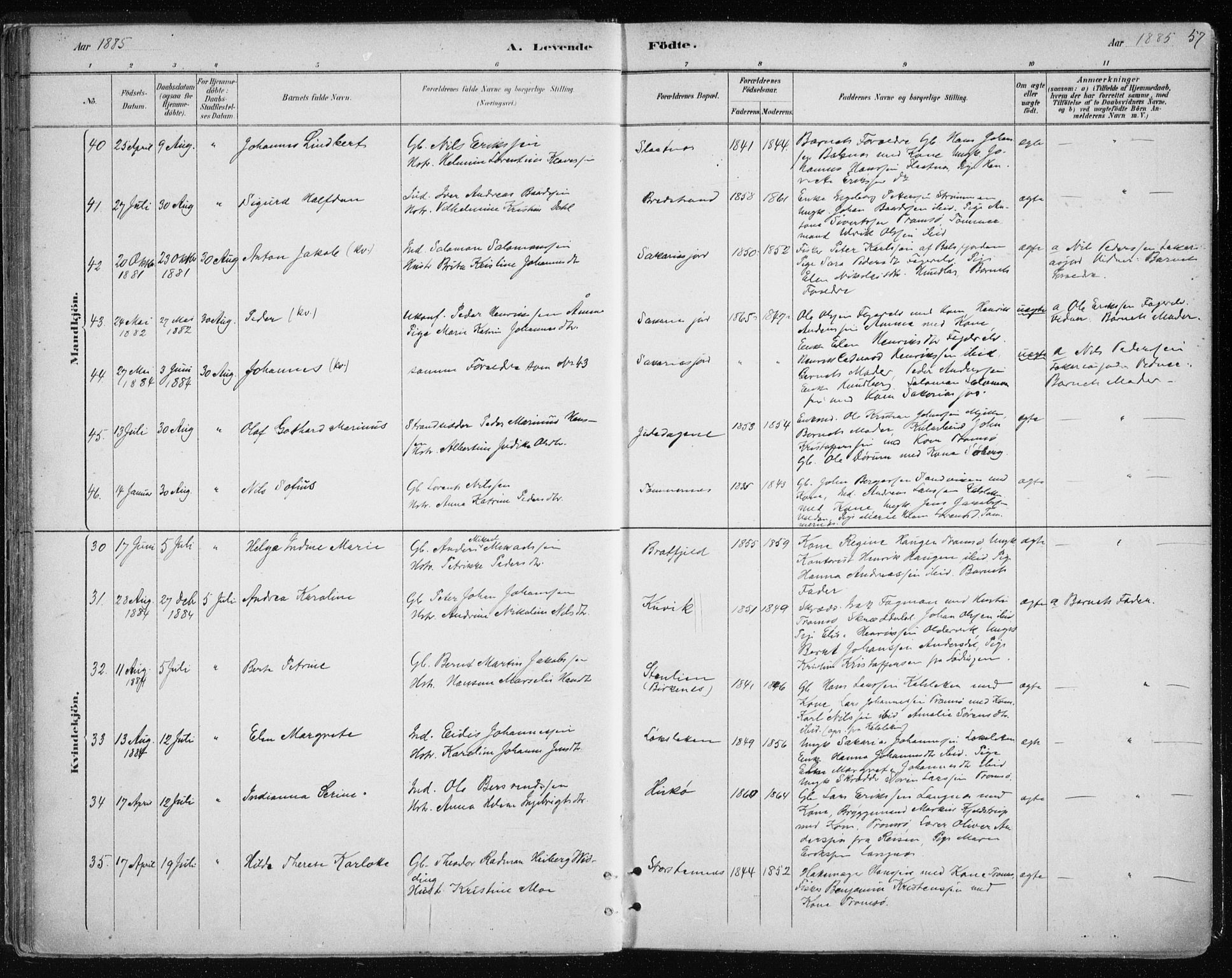 Tromsøysund sokneprestkontor, SATØ/S-1304/G/Ga/L0004kirke: Parish register (official) no. 4, 1880-1888, p. 57