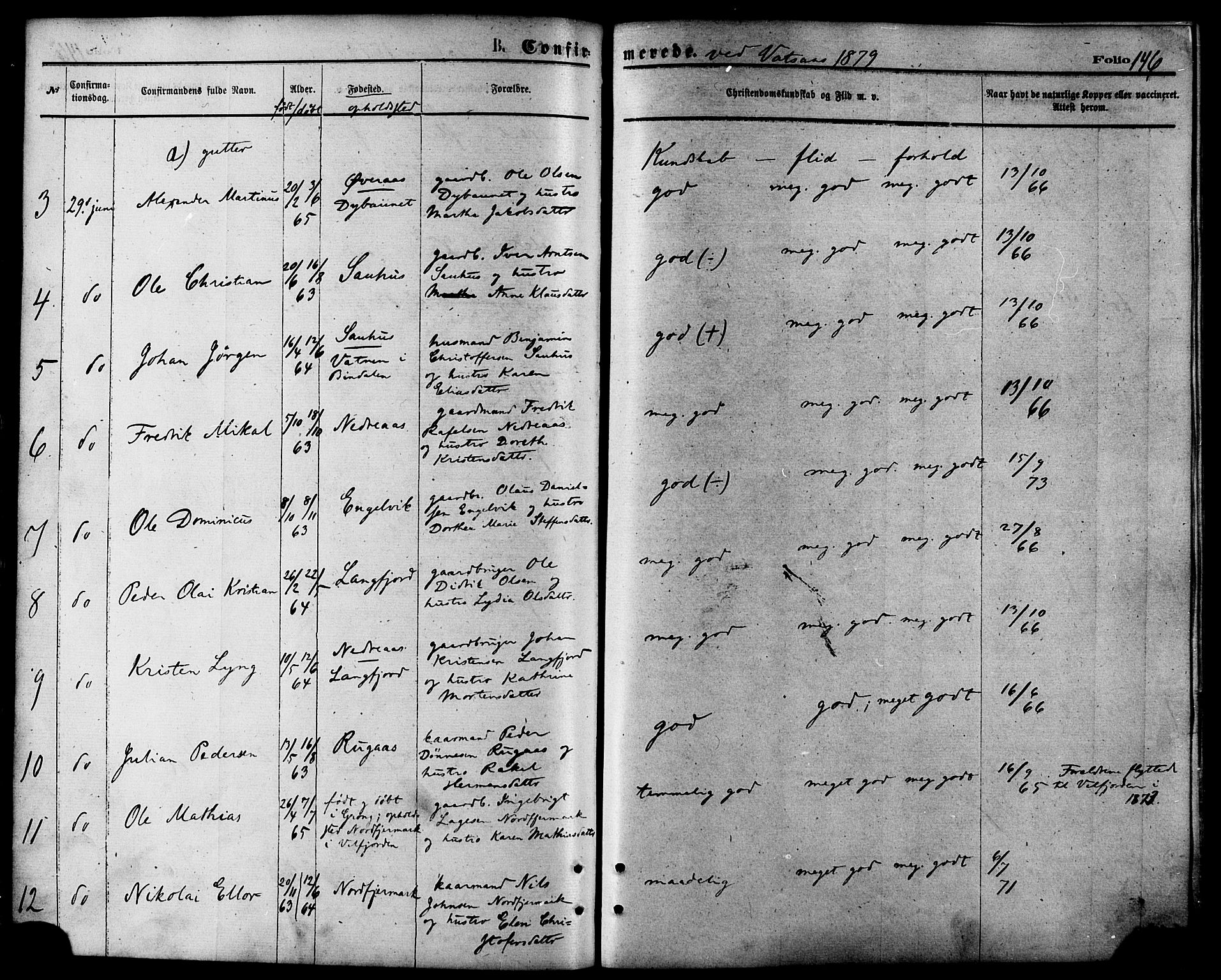 Ministerialprotokoller, klokkerbøker og fødselsregistre - Nordland, AV/SAT-A-1459/810/L0148: Parish register (official) no. 810A09 /1, 1874-1884, p. 146