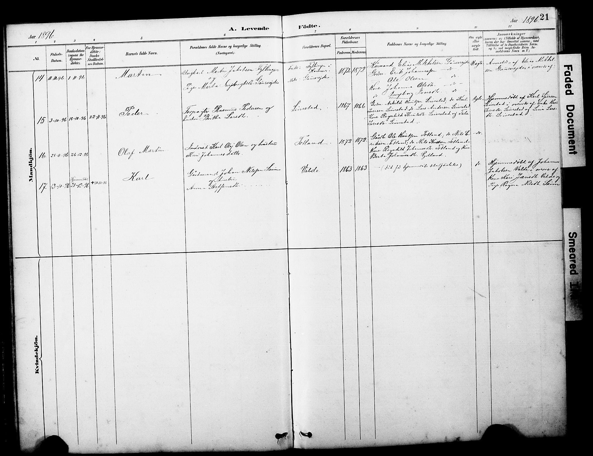 Alversund Sokneprestembete, AV/SAB-A-73901/H/Ha/Hab: Parish register (copy) no. D 3, 1890-1908, p. 21