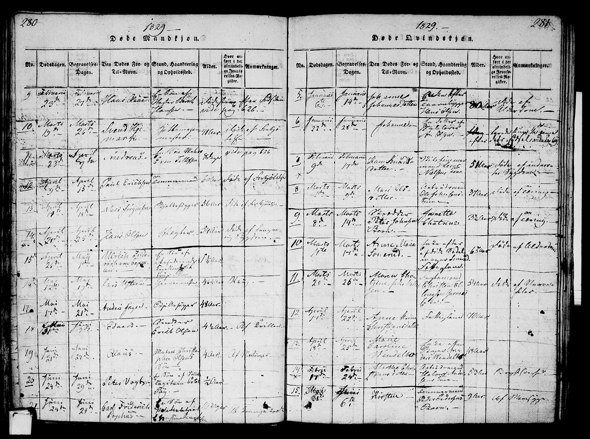 Strømsø kirkebøker, AV/SAKO-A-246/G/Ga/L0001: Parish register (copy) no. 1, 1815-1829, p. 280-281