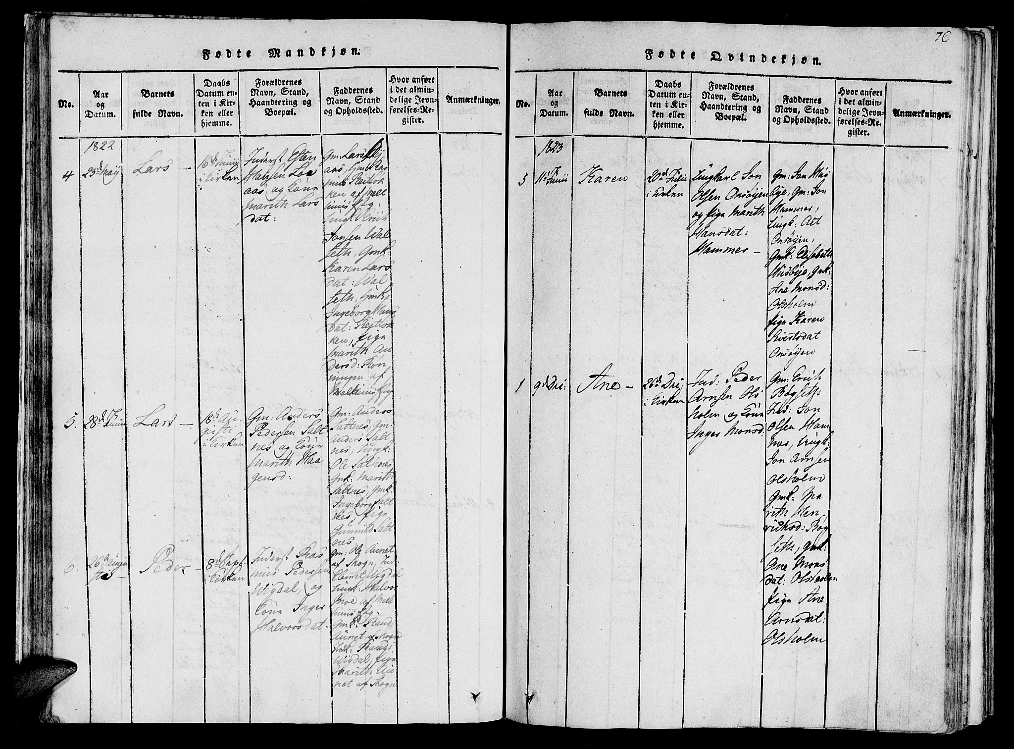 Ministerialprotokoller, klokkerbøker og fødselsregistre - Sør-Trøndelag, SAT/A-1456/612/L0373: Parish register (official) no. 612A06 /2, 1816-1828, p. 76