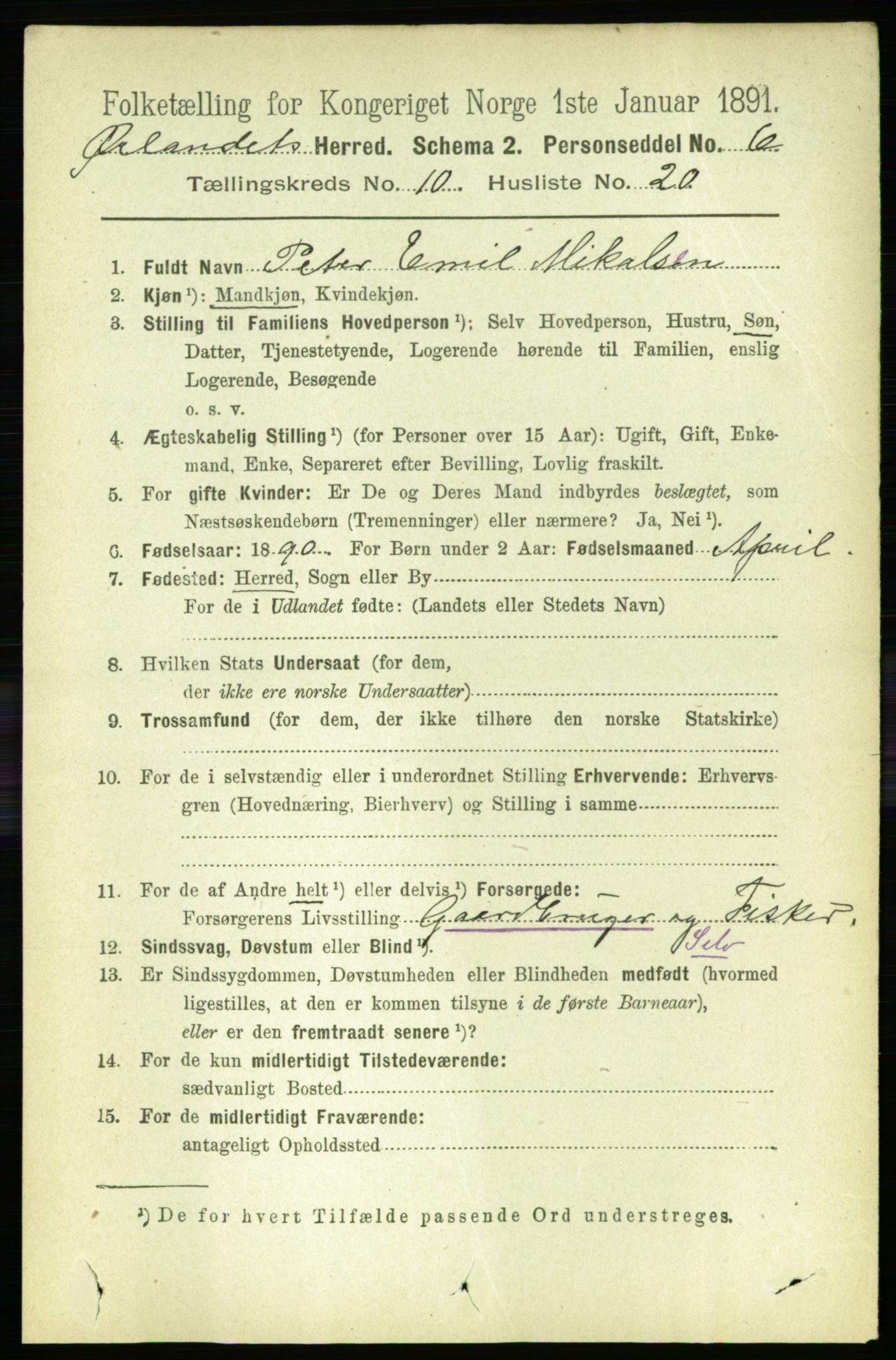 RA, 1891 census for 1621 Ørland, 1891, p. 4325