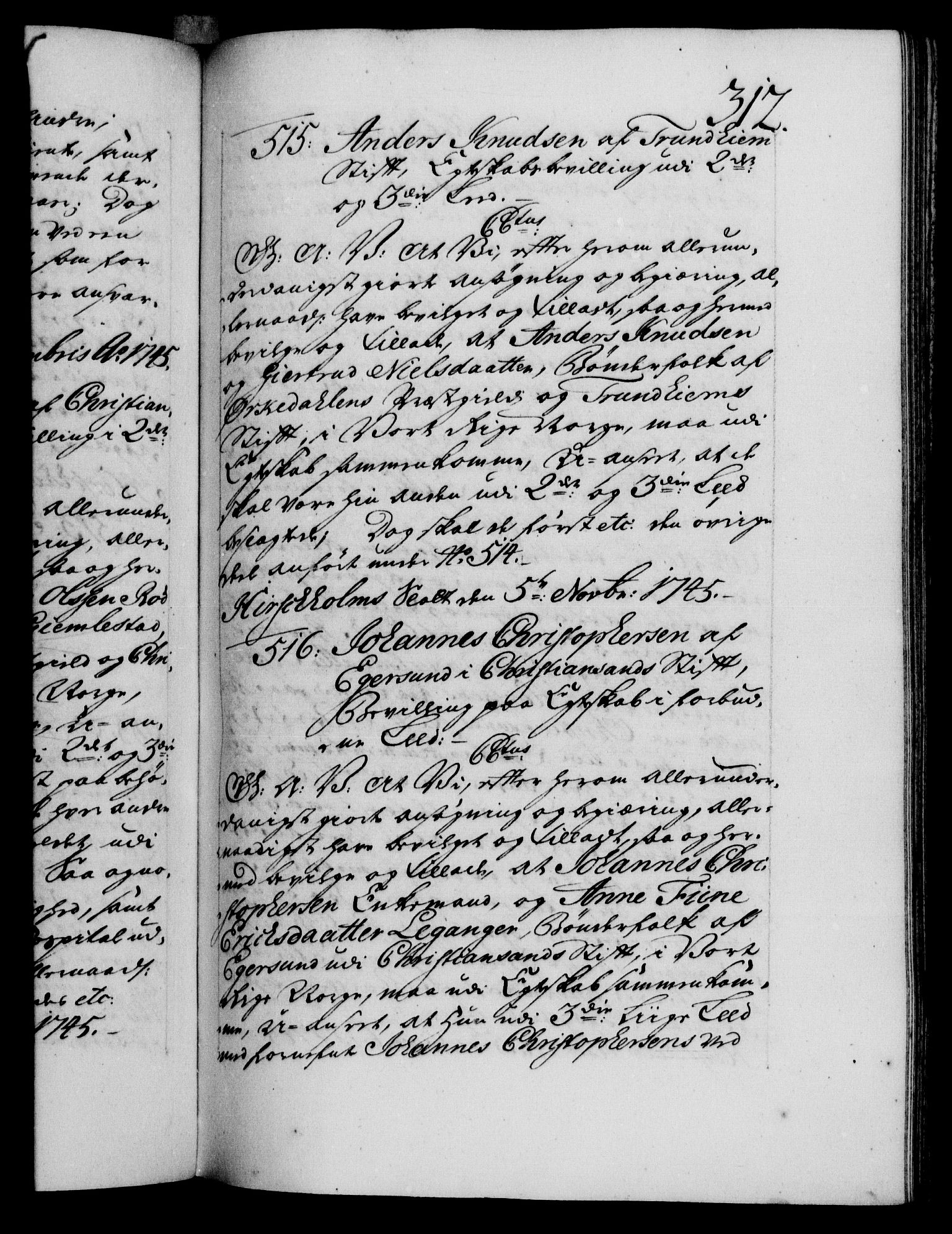 Danske Kanselli 1572-1799, RA/EA-3023/F/Fc/Fca/Fcaa/L0034: Norske registre, 1745-1746, p. 312a