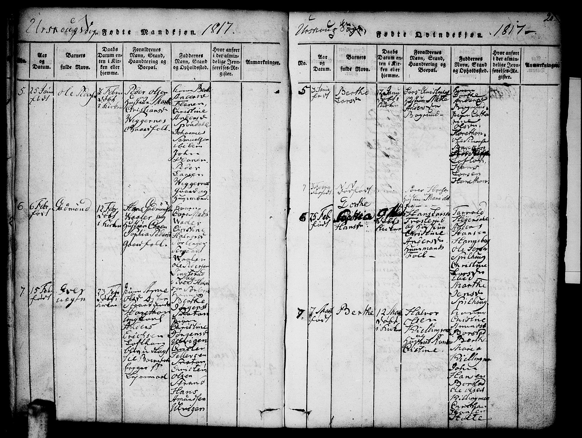 Aurskog prestekontor Kirkebøker, SAO/A-10304a/F/Fa/L0005: Parish register (official) no. I 5, 1814-1829, p. 20