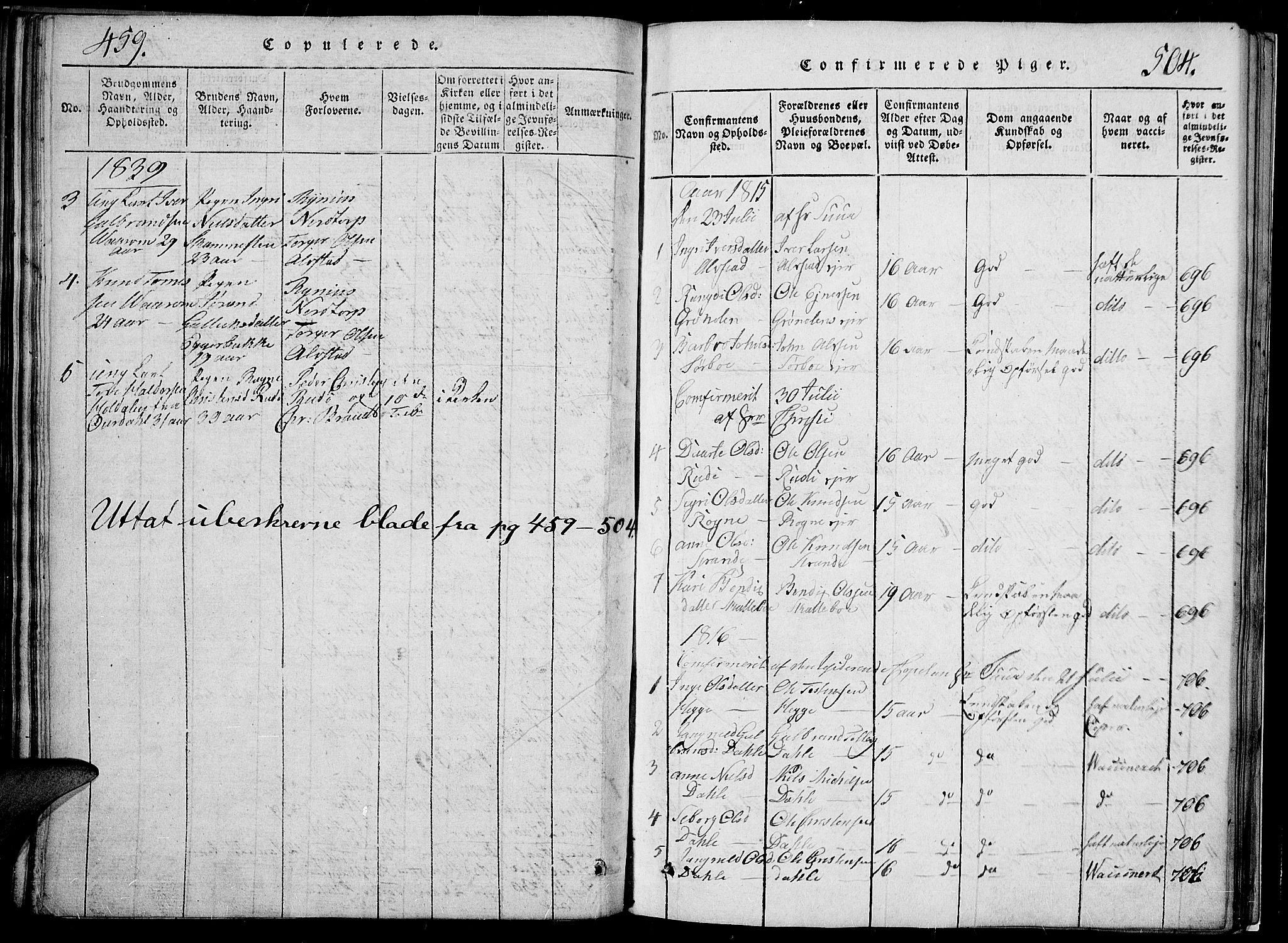 Slidre prestekontor, SAH/PREST-134/H/Ha/Hab/L0002: Parish register (copy) no. 2, 1814-1839, p. 459-504