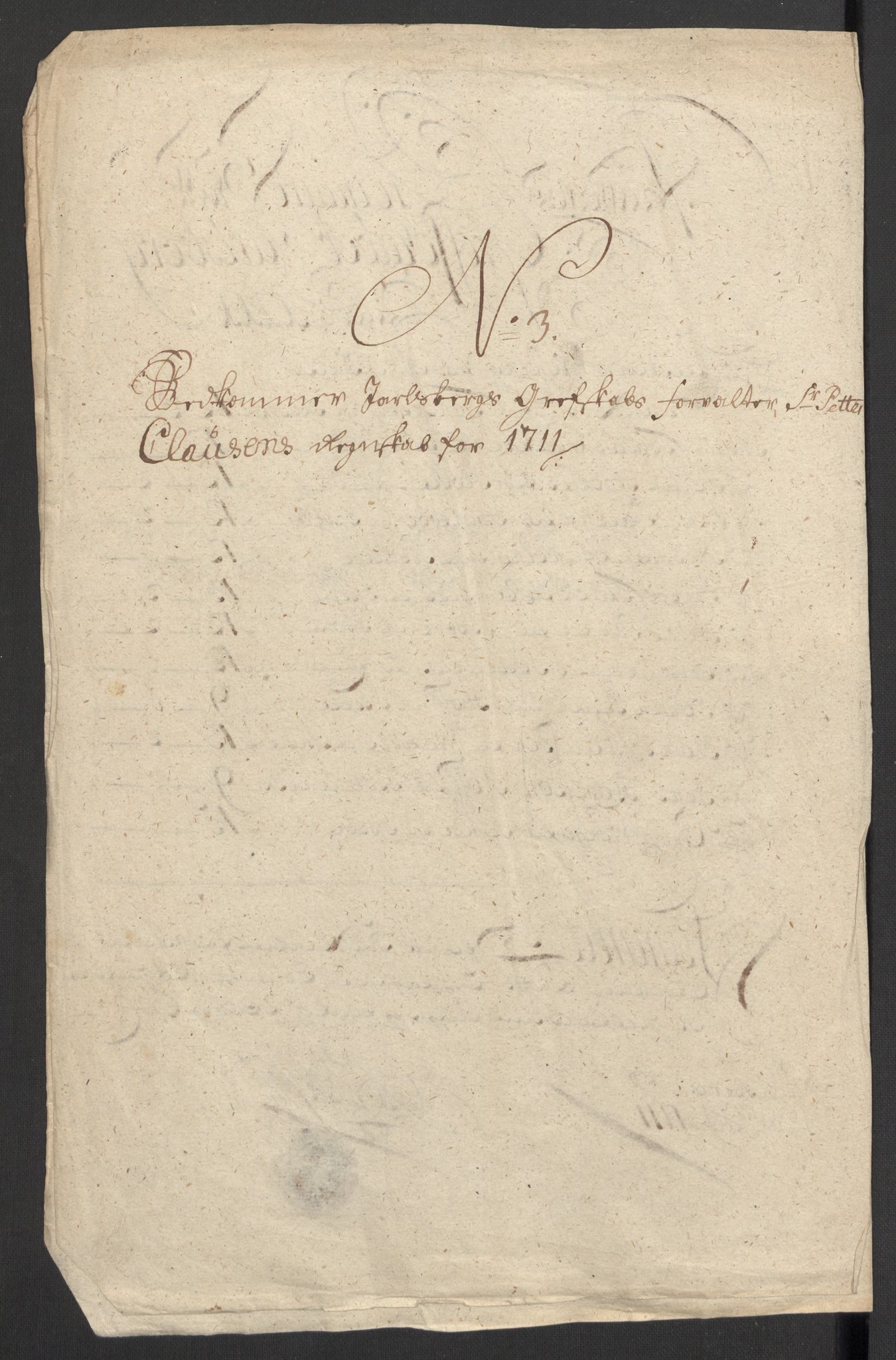 Rentekammeret inntil 1814, Reviderte regnskaper, Fogderegnskap, AV/RA-EA-4092/R32/L1876: Fogderegnskap Jarlsberg grevskap, 1711, p. 129