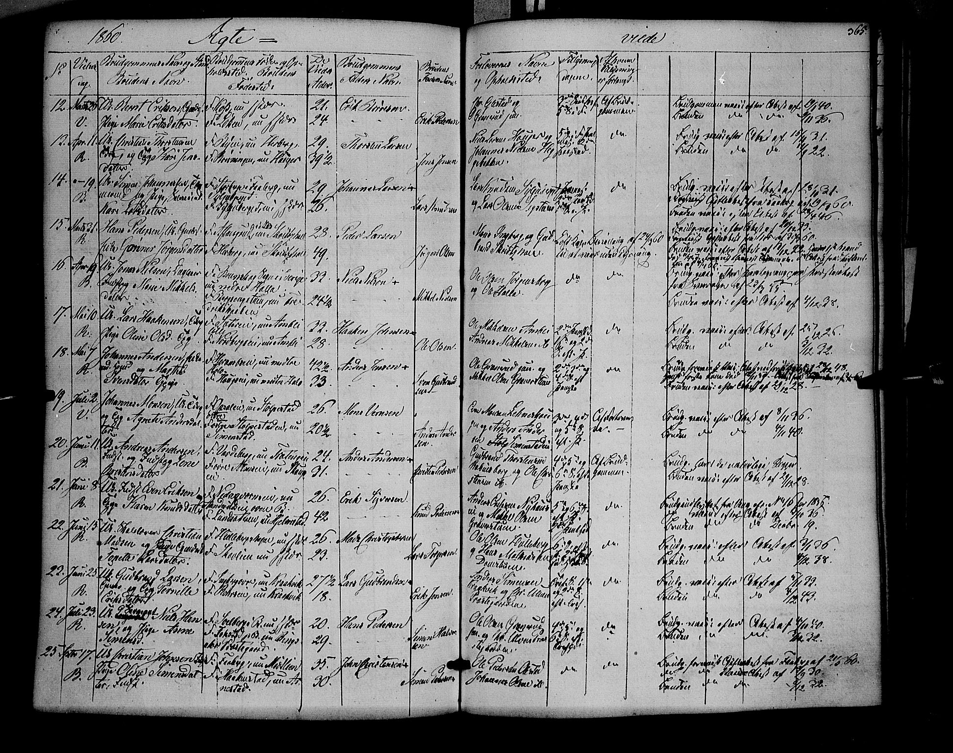 Ringsaker prestekontor, SAH/PREST-014/K/Ka/L0009: Parish register (official) no. 9, 1850-1860, p. 365