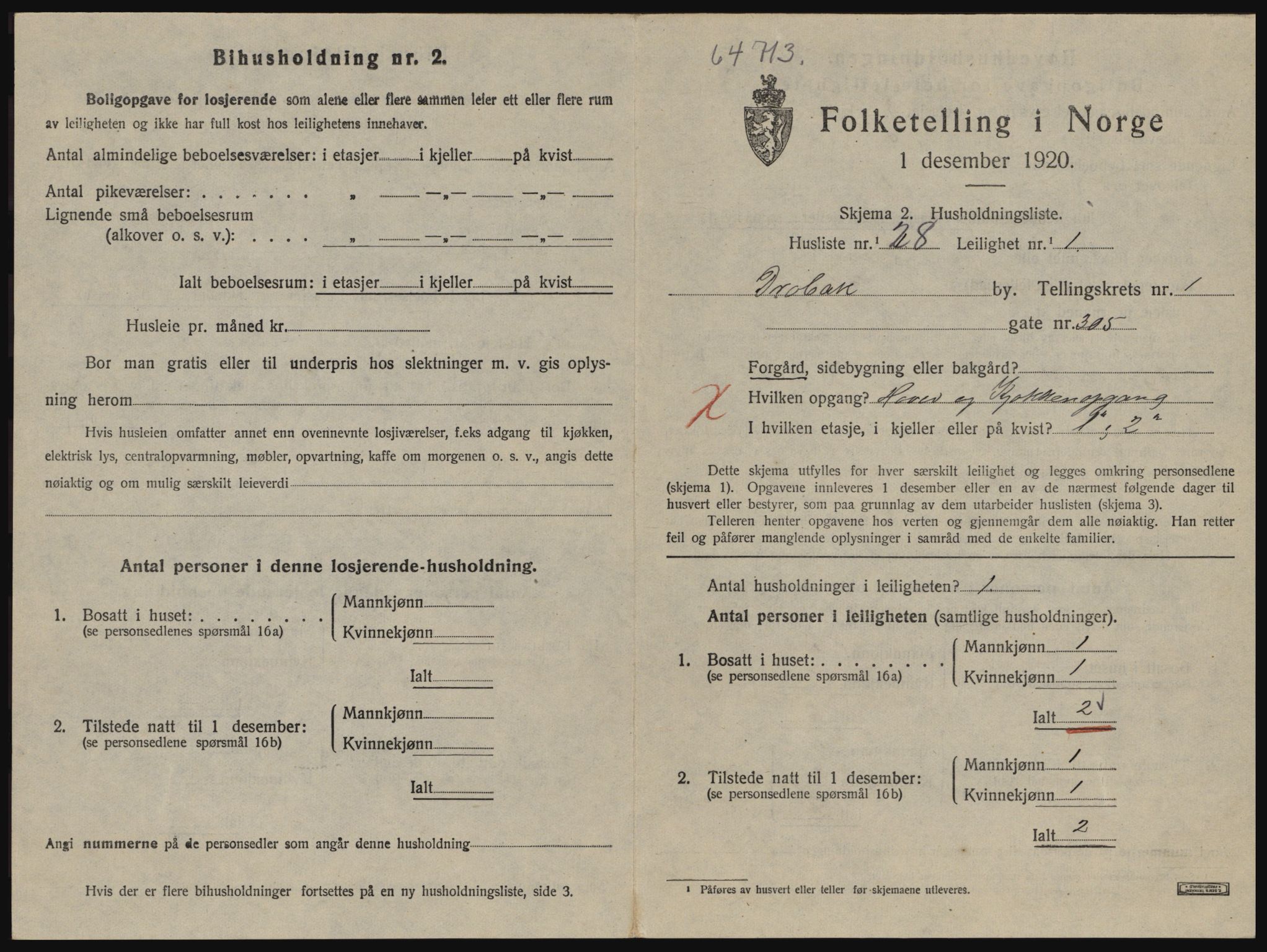 SAO, 1920 census for Drøbak, 1920, p. 829