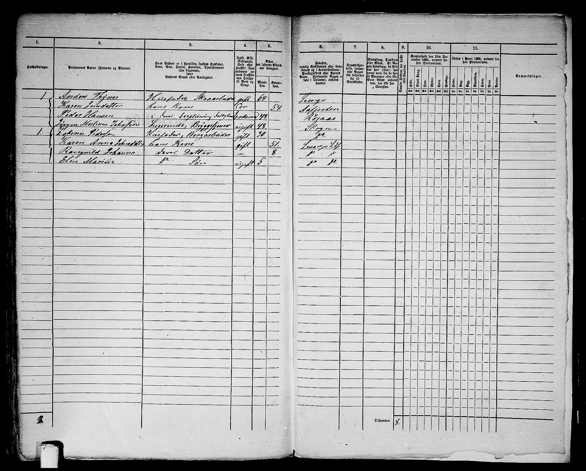 RA, 1865 census for Levanger/Levanger, 1865, p. 214