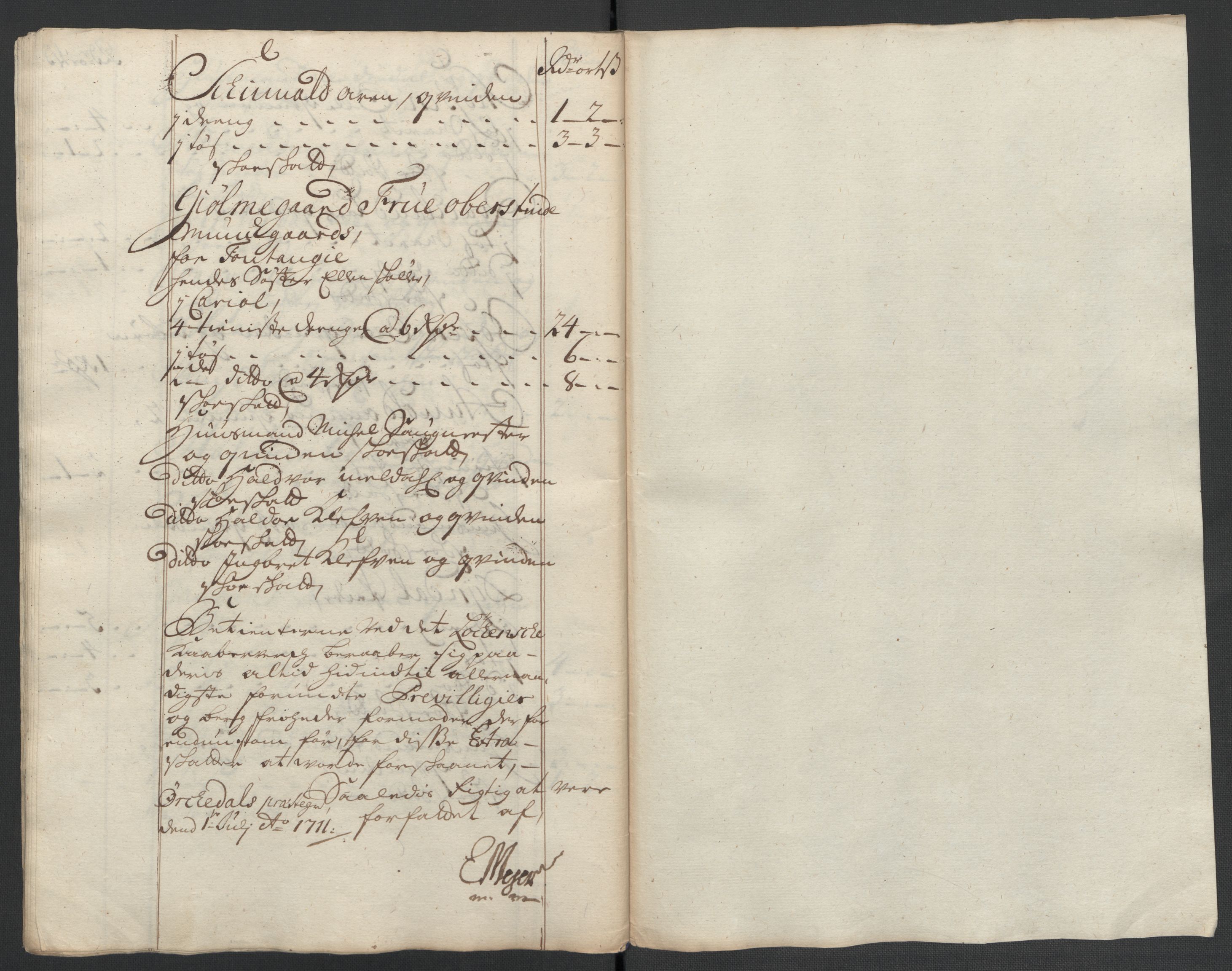 Rentekammeret inntil 1814, Reviderte regnskaper, Fogderegnskap, AV/RA-EA-4092/R60/L3962: Fogderegnskap Orkdal og Gauldal, 1711, p. 74