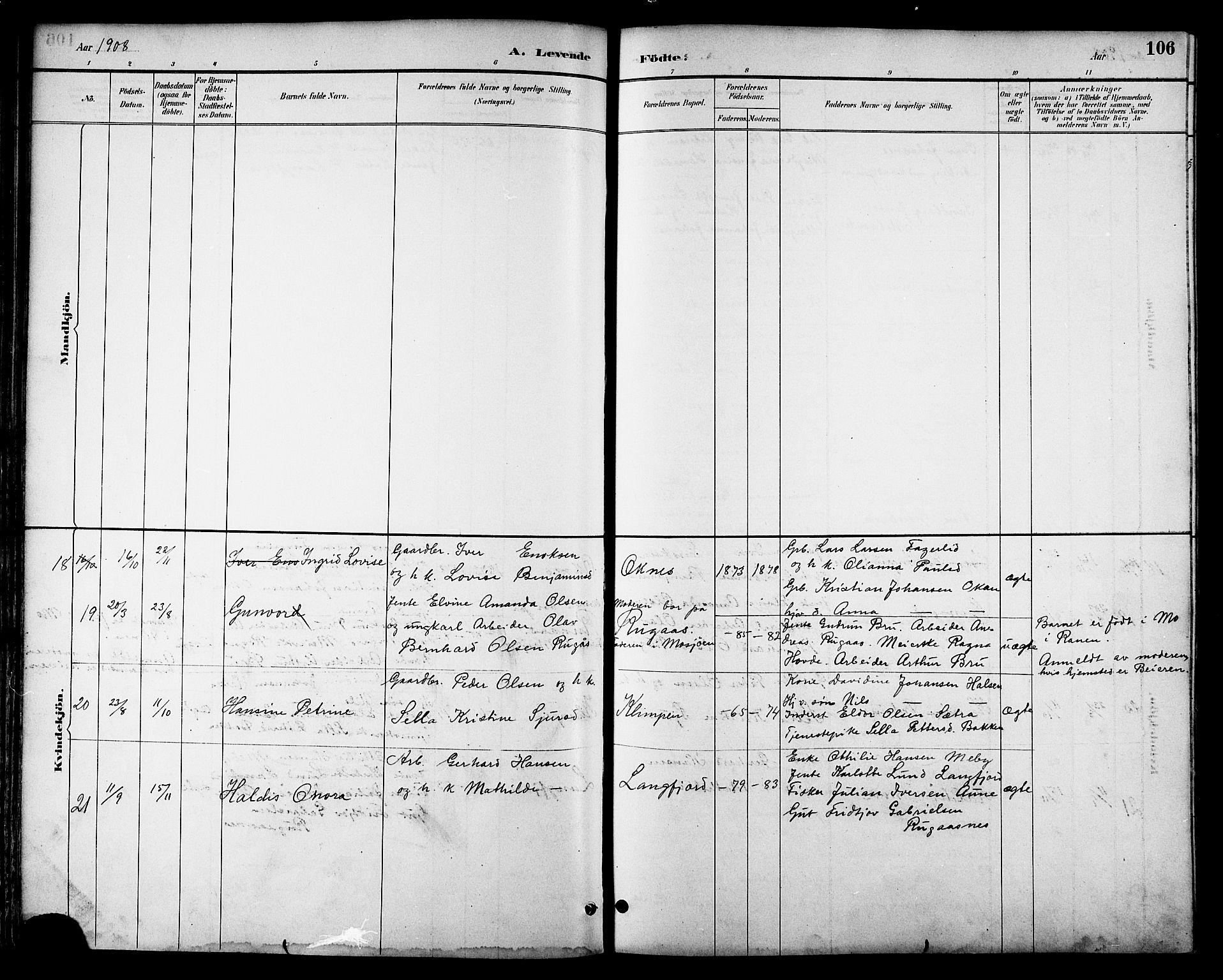 Ministerialprotokoller, klokkerbøker og fødselsregistre - Nordland, AV/SAT-A-1459/814/L0230: Parish register (copy) no. 814C03, 1884-1911, p. 106