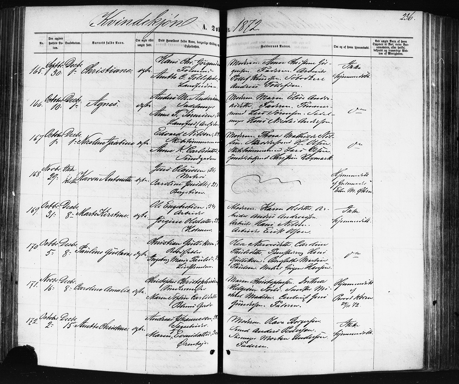 Bragernes kirkebøker, SAKO/A-6/F/Fb/L0004: Parish register (official) no. II 4, 1869-1875, p. 236