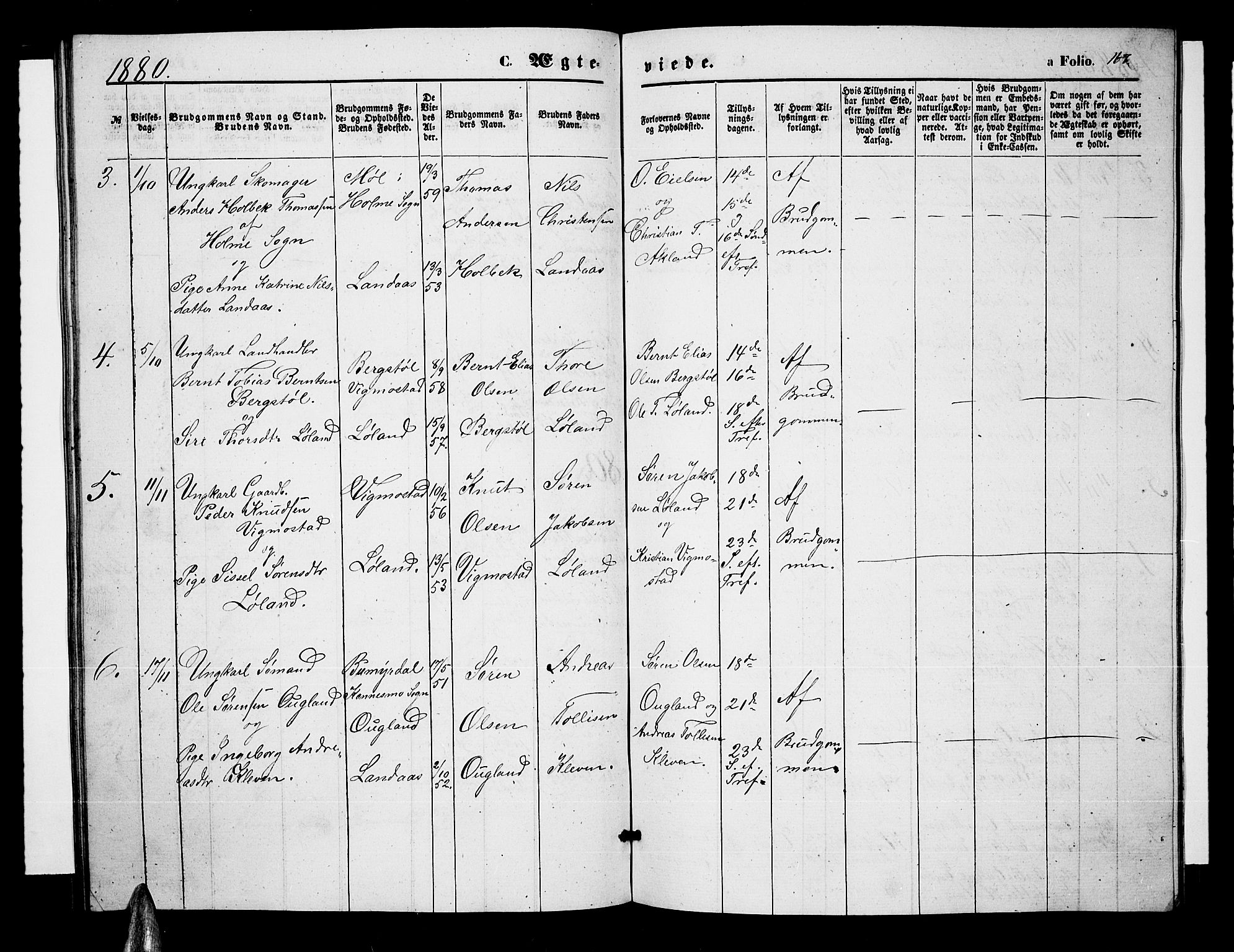 Nord-Audnedal sokneprestkontor, AV/SAK-1111-0032/F/Fb/Fbb/L0002: Parish register (copy) no. B 2, 1859-1882, p. 167