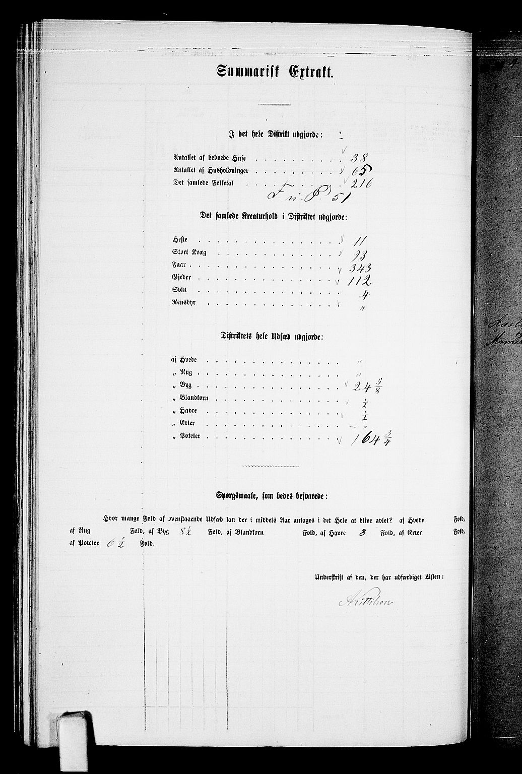 RA, 1865 census for Moland, 1865, p. 36