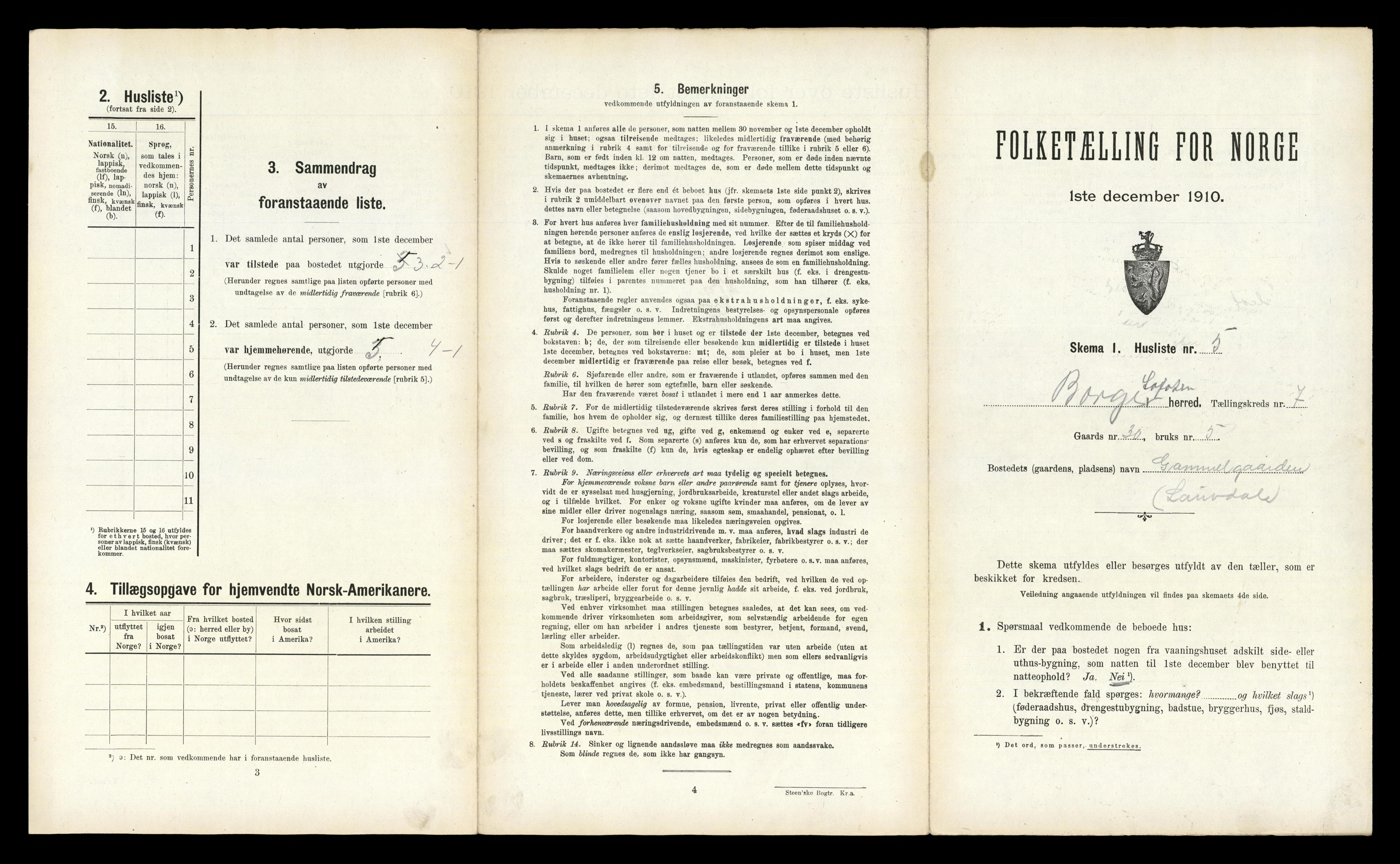 RA, 1910 census for Borge, 1910, p. 661