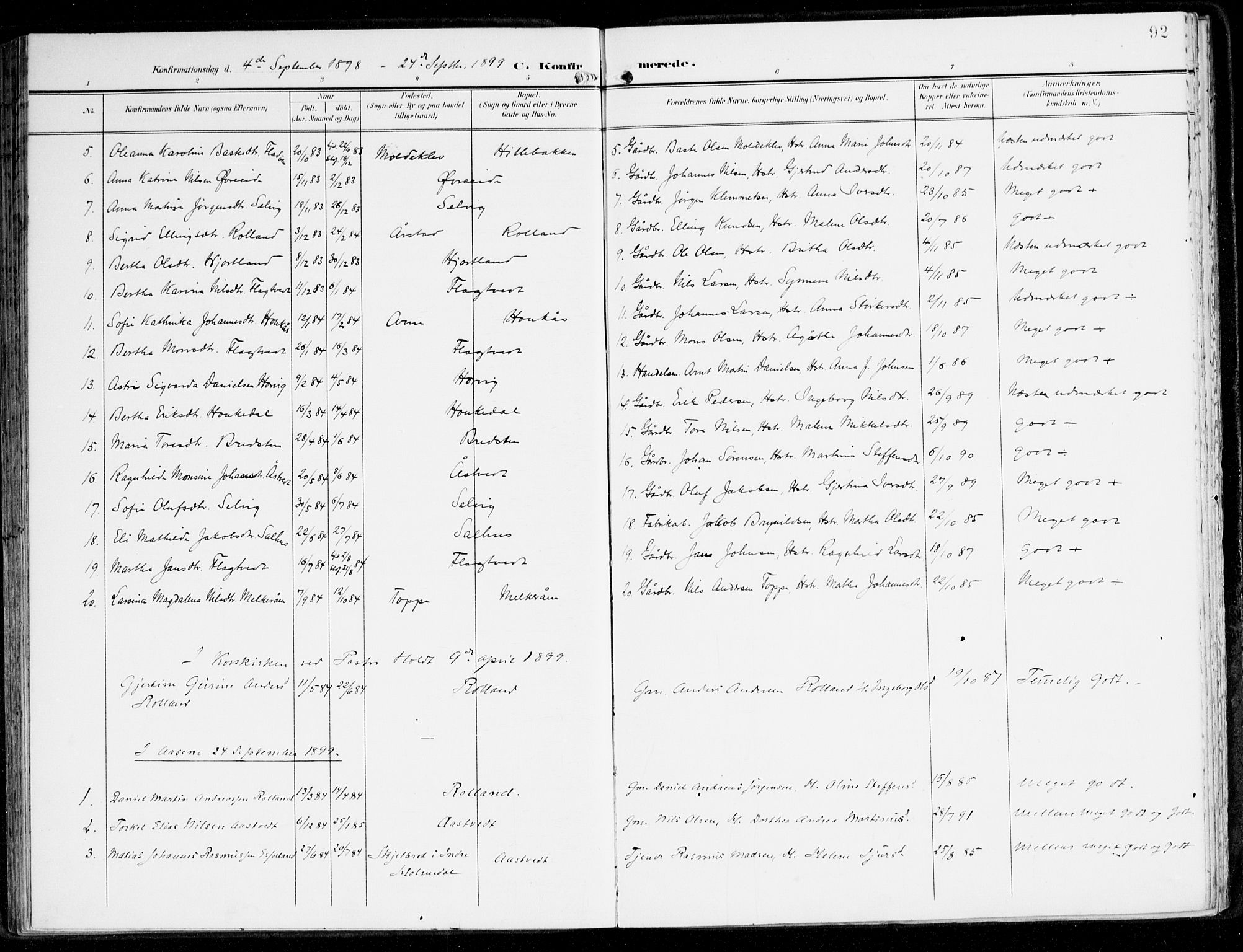 Hamre sokneprestembete, SAB/A-75501/H/Ha/Haa/Haad/L0002: Parish register (official) no. D 2, 1899-1916, p. 92