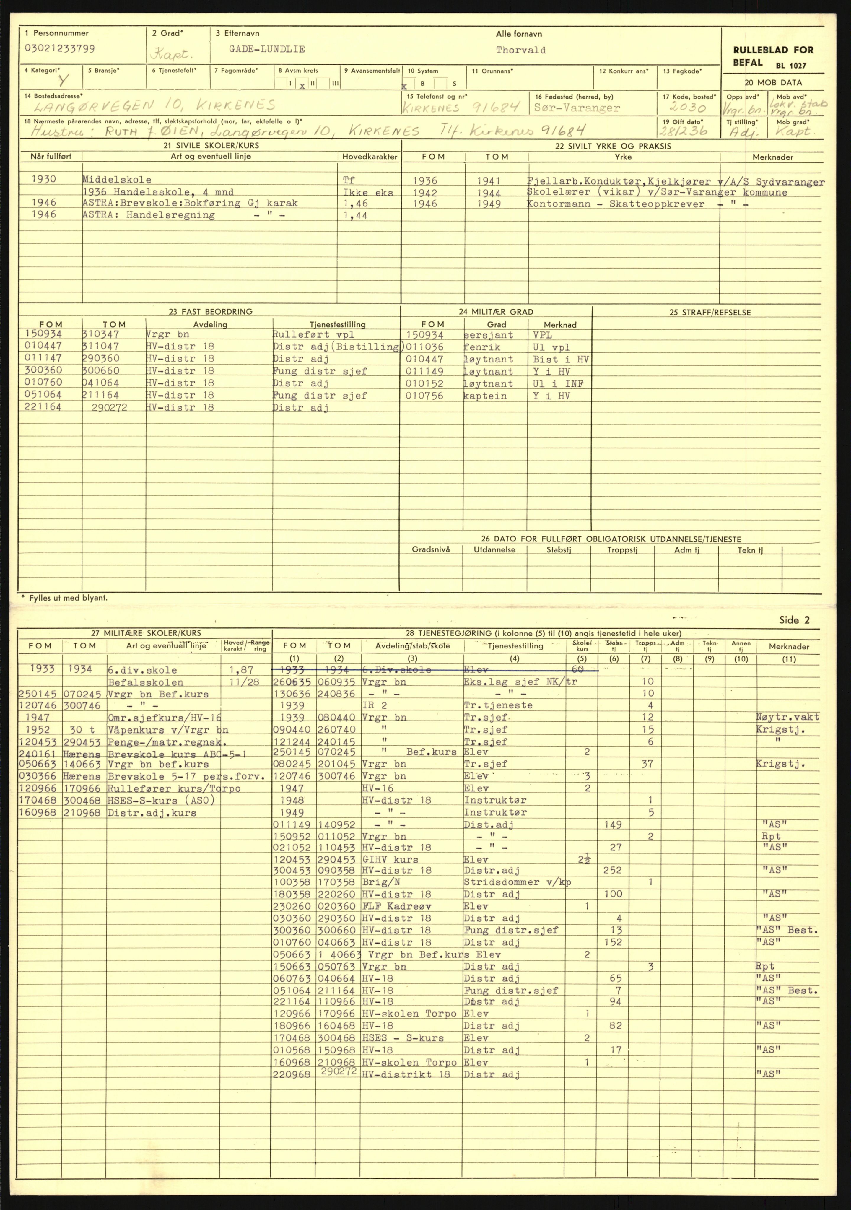 Forsvaret, Varanger bataljon, AV/RA-RAFA-2258/1/D/L0455: Rulleblad og tjenesteuttalelser for befal født 1894-1896, 1901-1909 og 1911-1915, 1894-1915, p. 120