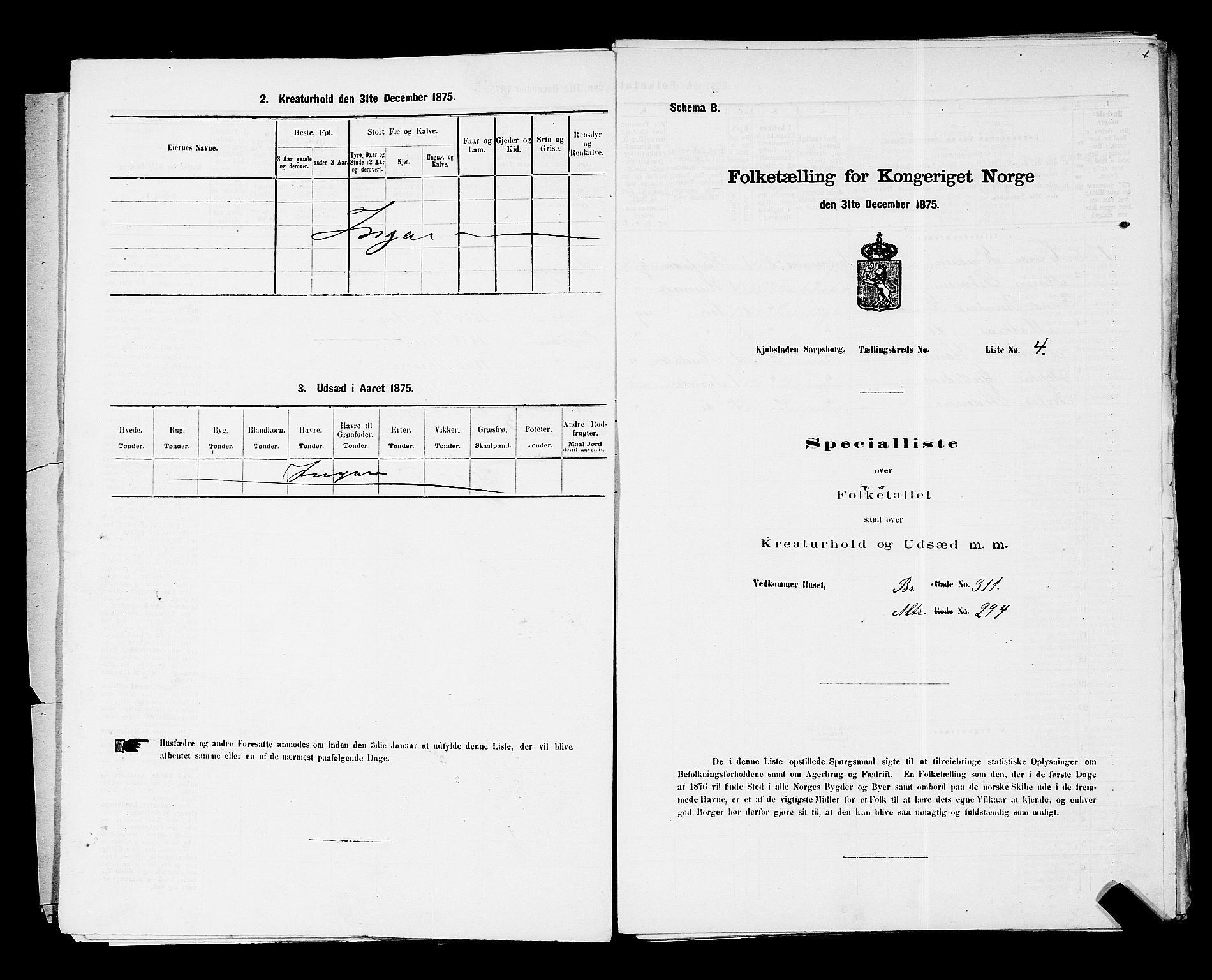 RA, 1875 census for 0102P Sarpsborg, 1875, p. 13