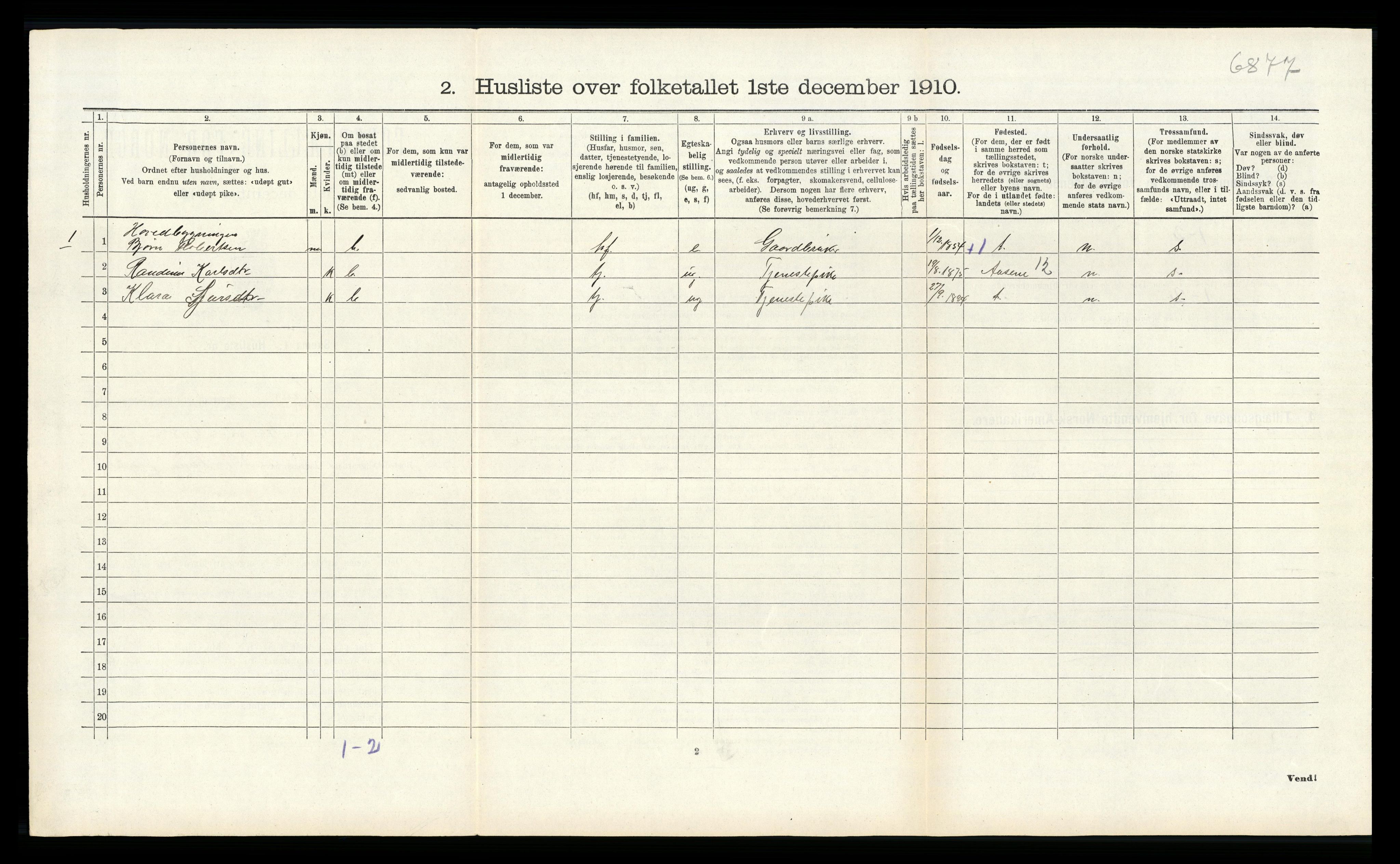 RA, 1910 census for Haus, 1910, p. 1235