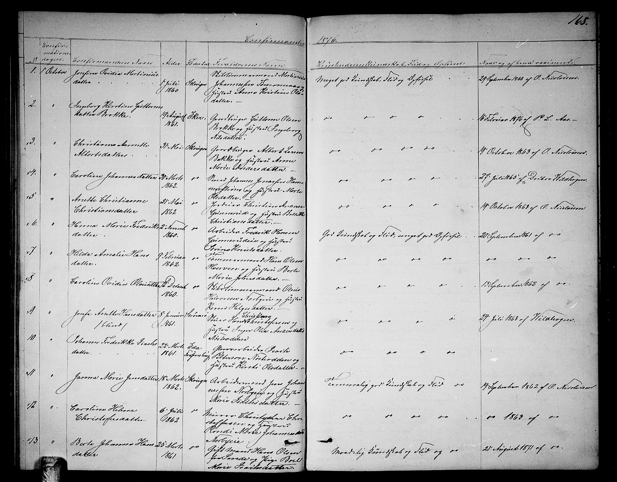 Skoger kirkebøker, SAKO/A-59/G/Ga/L0002: Parish register (copy) no. I 2, 1860-1880, p. 168