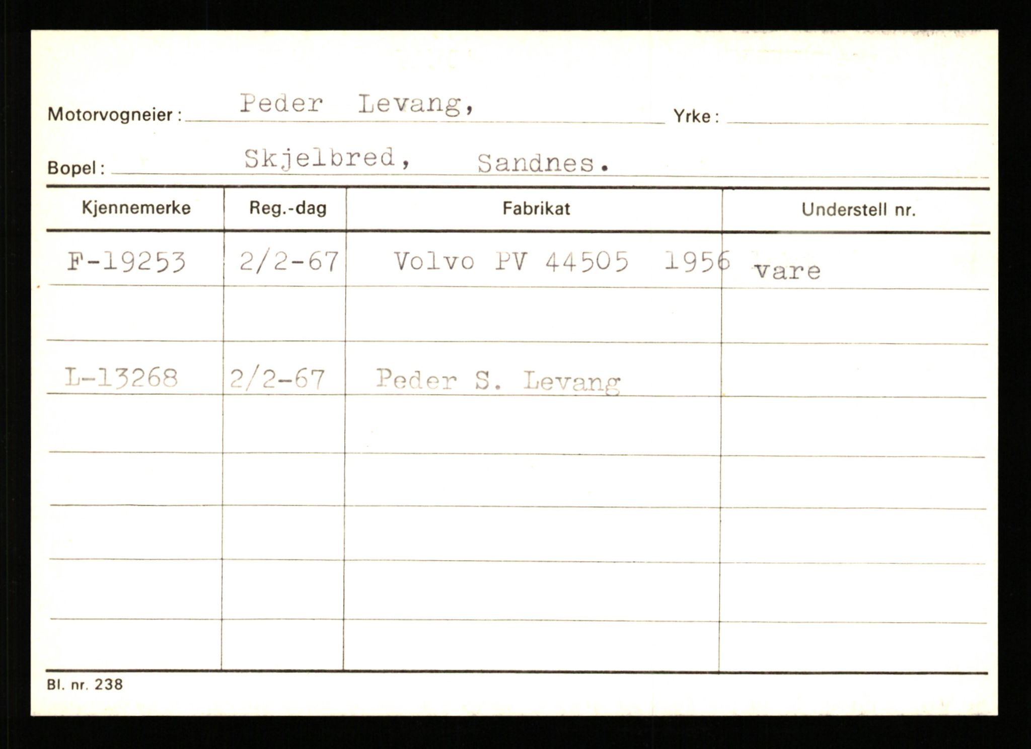 Stavanger trafikkstasjon, AV/SAST-A-101942/0/G/L0004: Registreringsnummer: 15497 - 22957, 1930-1971, p. 1599