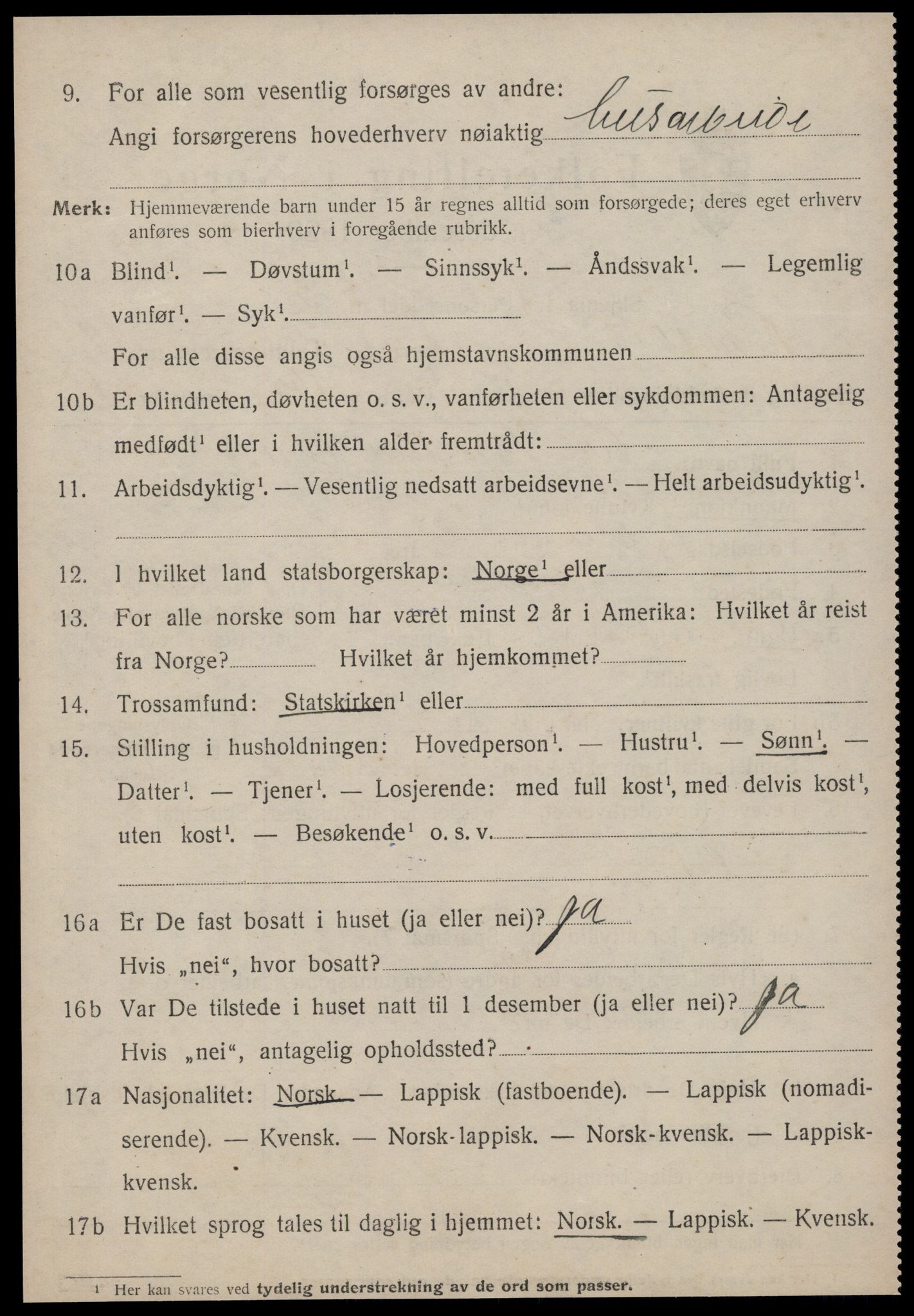 SAT, 1920 census for Rennebu, 1920, p. 5811