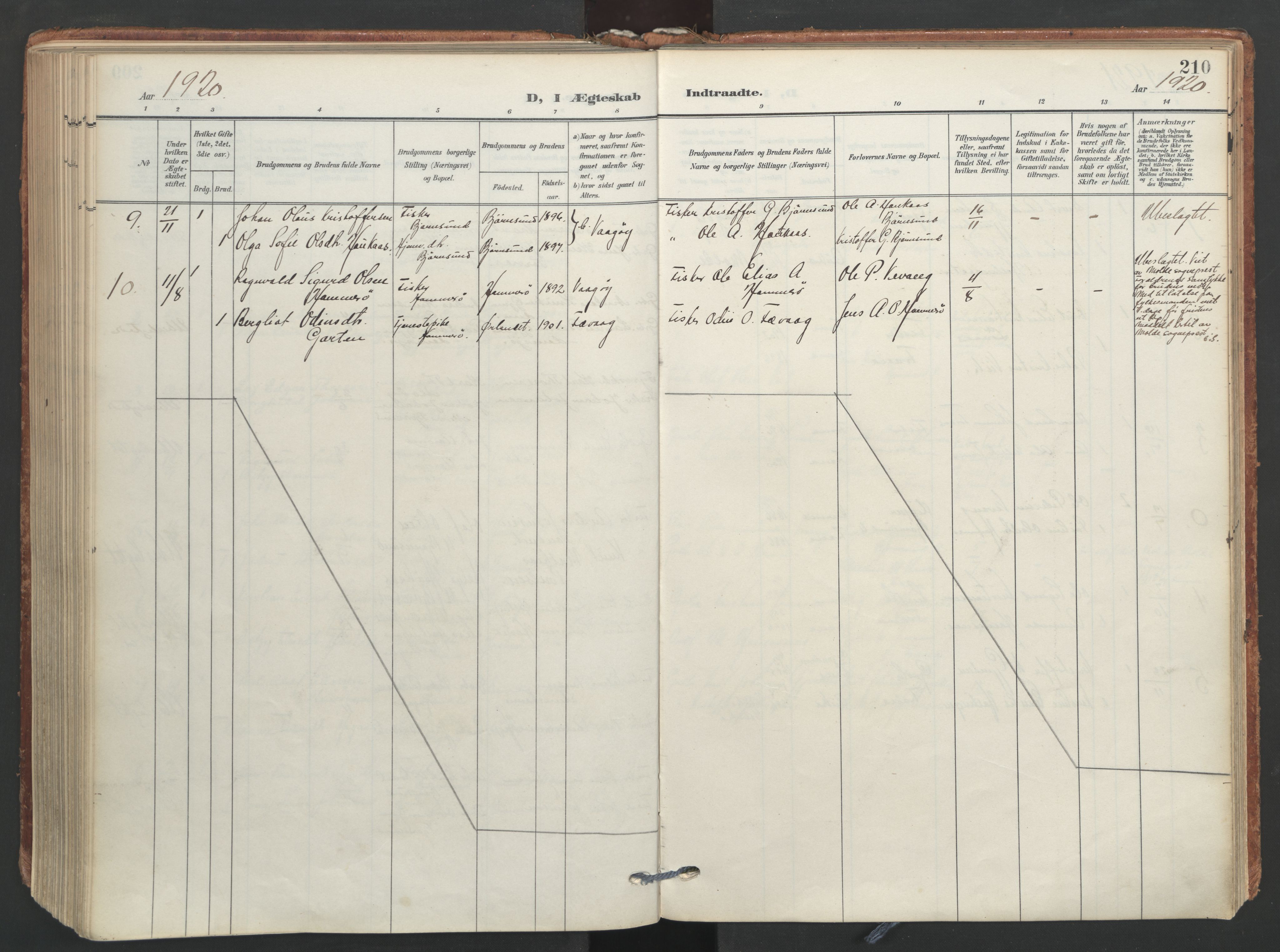 Ministerialprotokoller, klokkerbøker og fødselsregistre - Møre og Romsdal, AV/SAT-A-1454/565/L0751: Parish register (official) no. 565A05, 1905-1979, p. 210