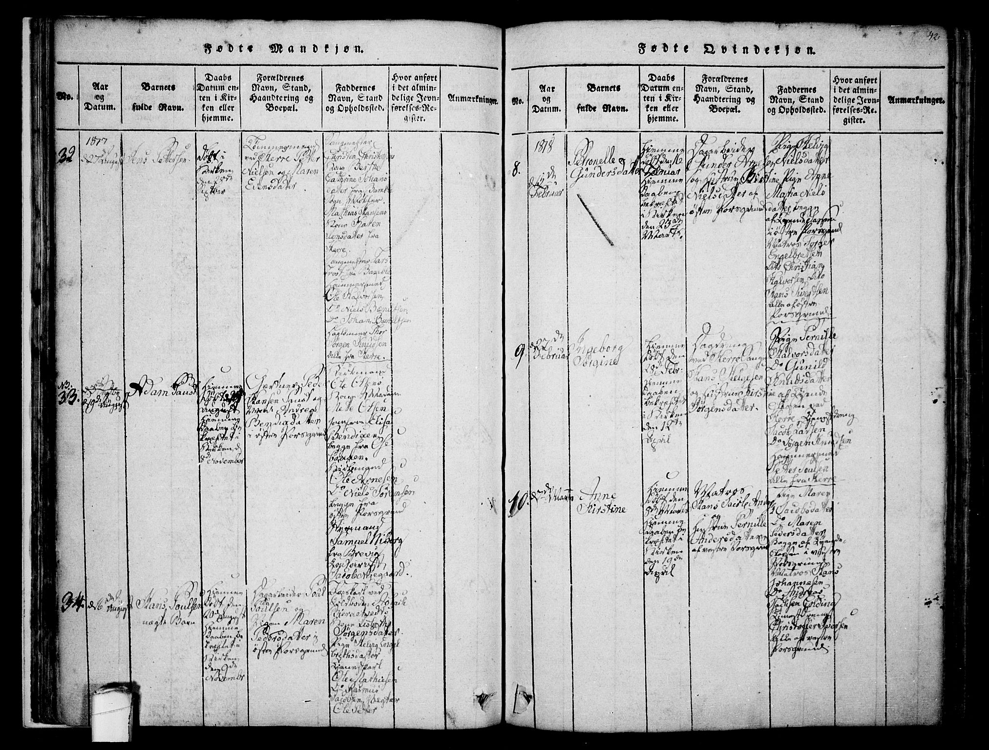 Porsgrunn kirkebøker , AV/SAKO-A-104/F/Fa/L0004: Parish register (official) no. 4, 1814-1828, p. 42