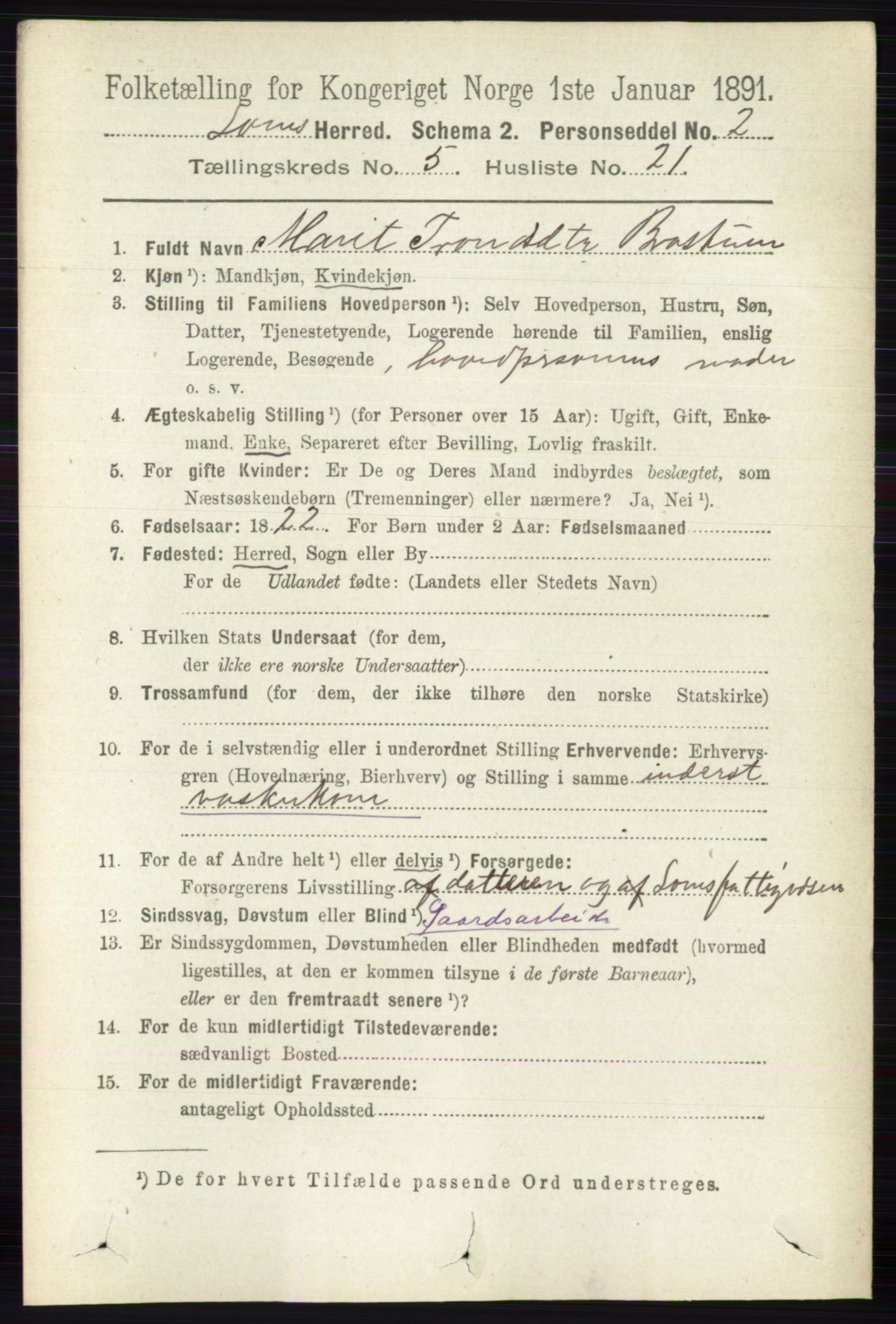 RA, 1891 census for 0514 Lom, 1891, p. 1966