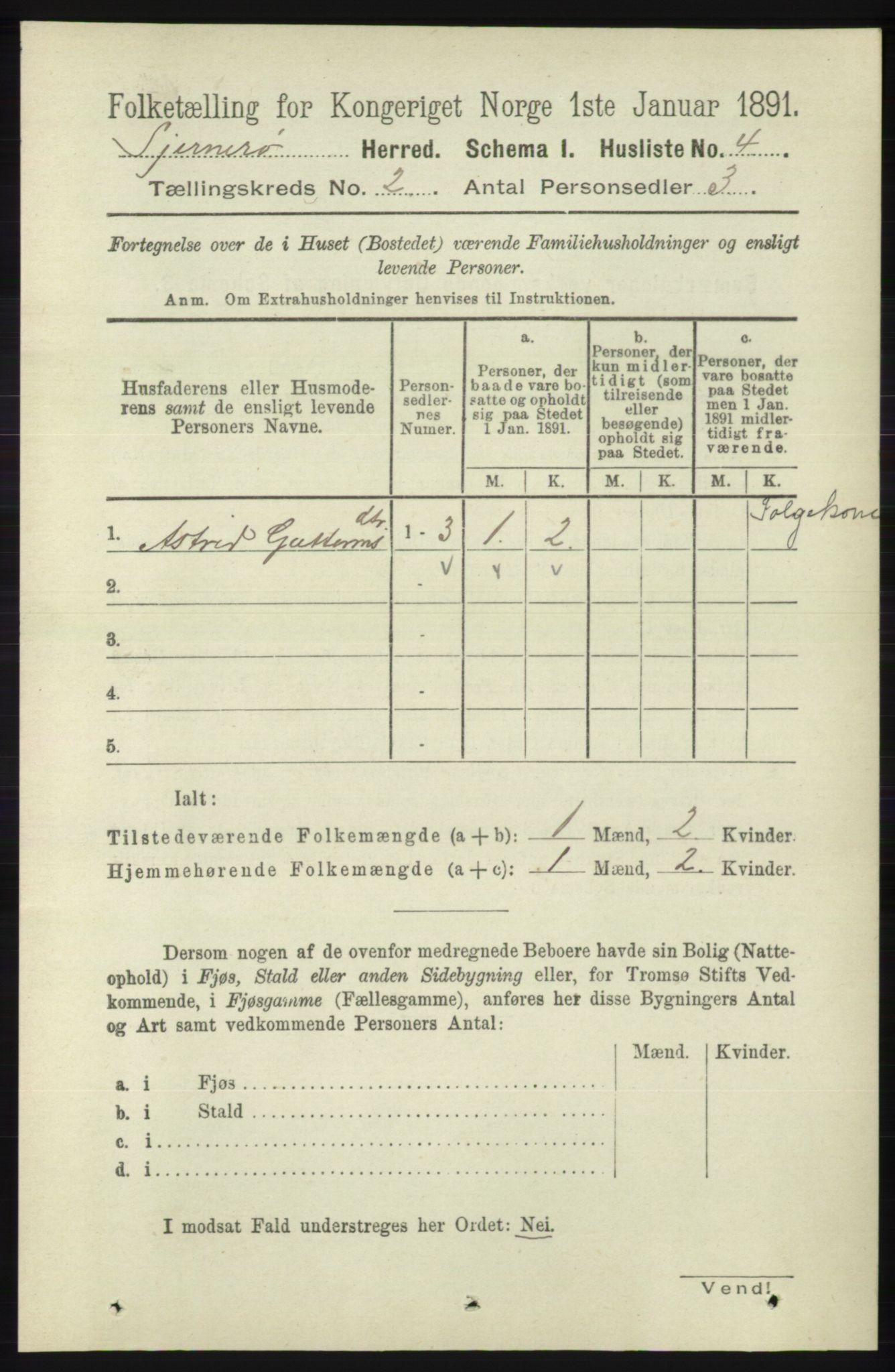 RA, 1891 census for 1140 Sjernarøy, 1891, p. 224