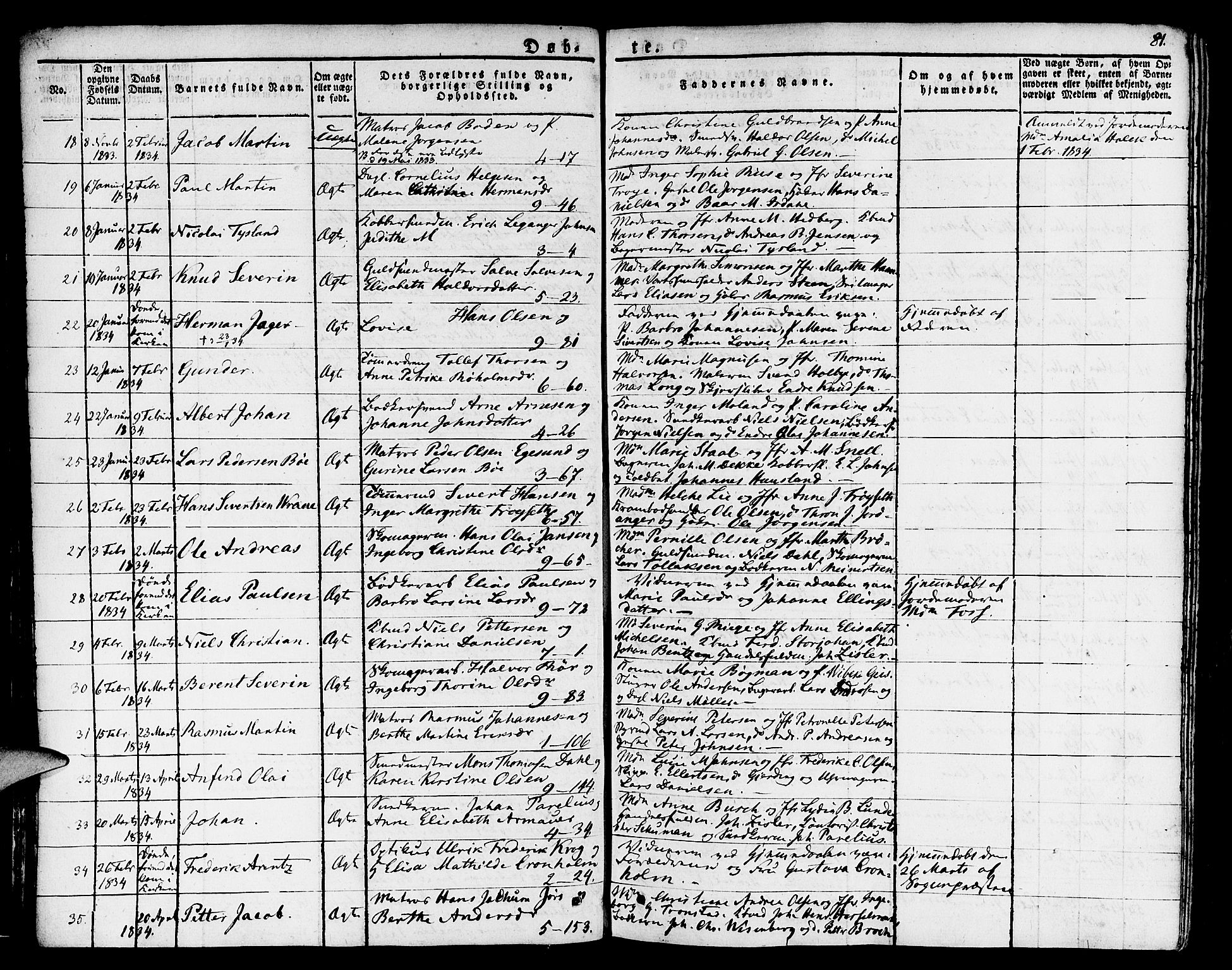 Nykirken Sokneprestembete, AV/SAB-A-77101/H/Haa/L0012: Parish register (official) no. A 12, 1821-1844, p. 81