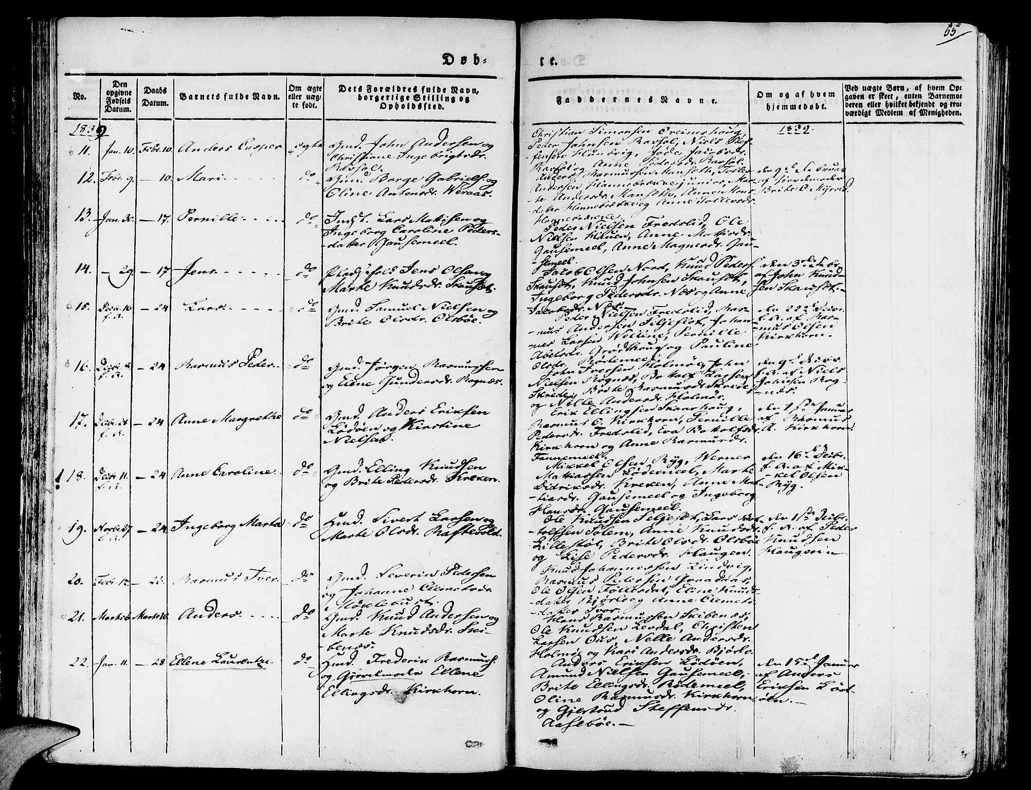 Eid sokneprestembete, SAB/A-82301/H/Haa/Haaa/L0006: Parish register (official) no. A 6, 1831-1843, p. 55