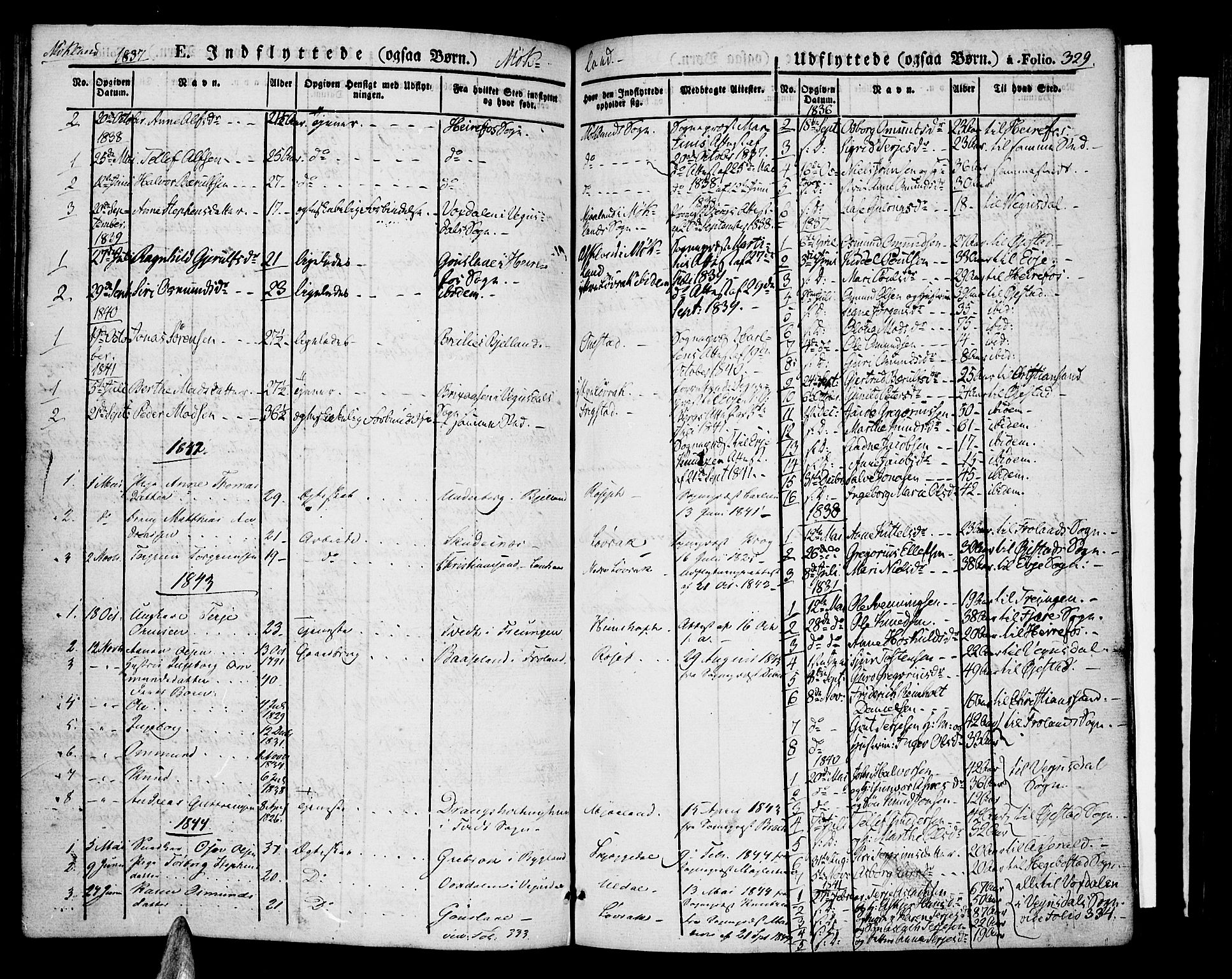 Åmli sokneprestkontor, AV/SAK-1111-0050/F/Fa/Fac/L0007: Parish register (official) no. A 7 /2, 1829-1851, p. 329