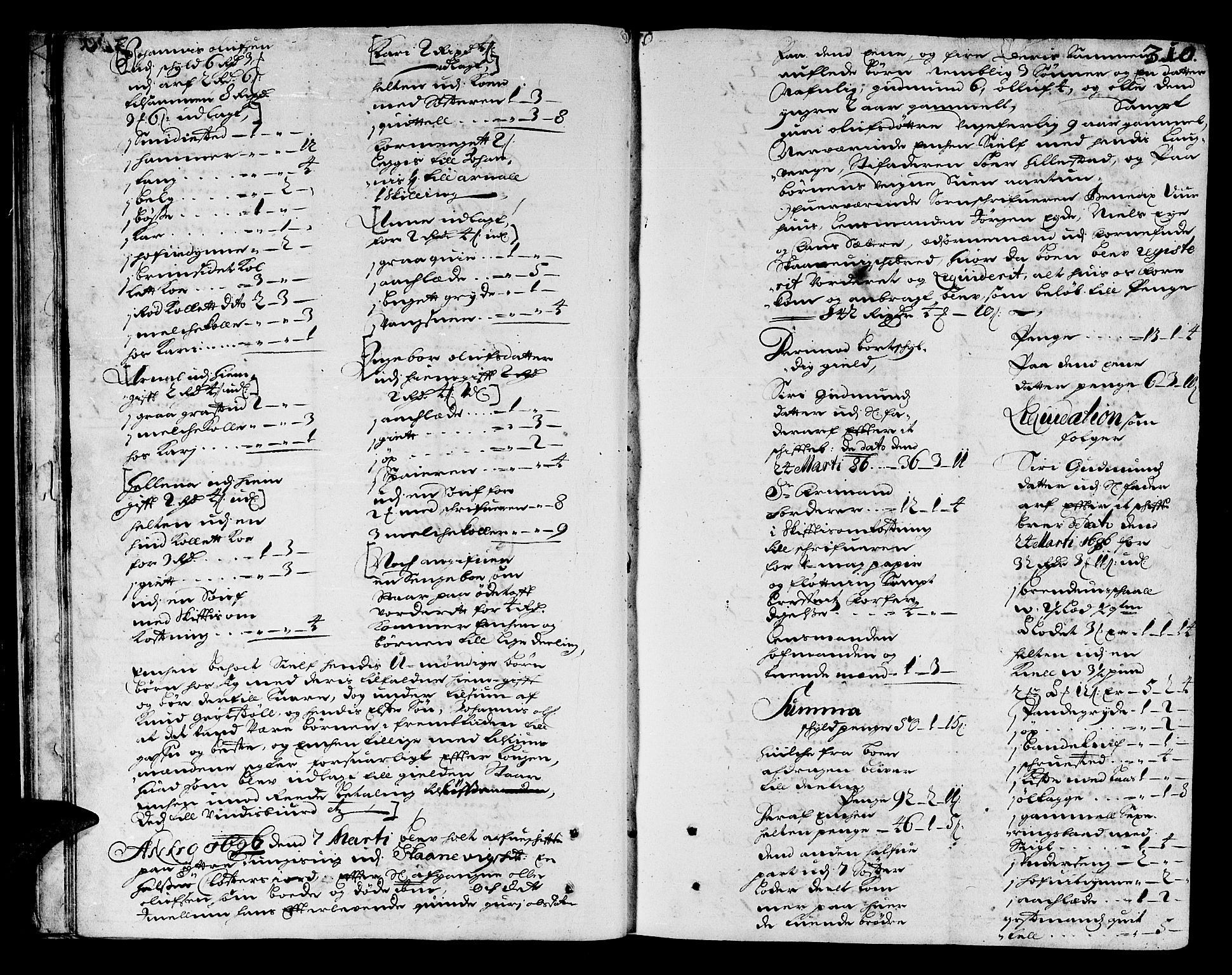 Sunnhordland sorenskrivar, AV/SAB-A-2401/1/H/Ha/Haa/L0002: Skifteprotokollar. Register på kort. Fol 290- ut, 1695-1699, p. 309b-310a