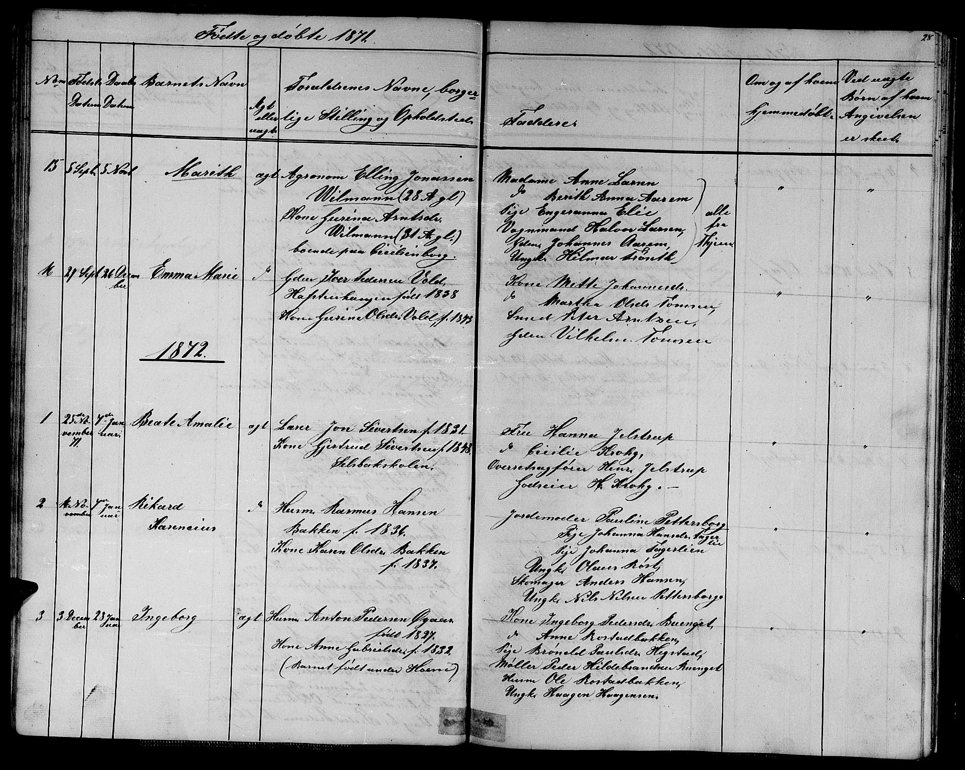 Ministerialprotokoller, klokkerbøker og fødselsregistre - Sør-Trøndelag, SAT/A-1456/611/L0353: Parish register (copy) no. 611C01, 1854-1881, p. 28