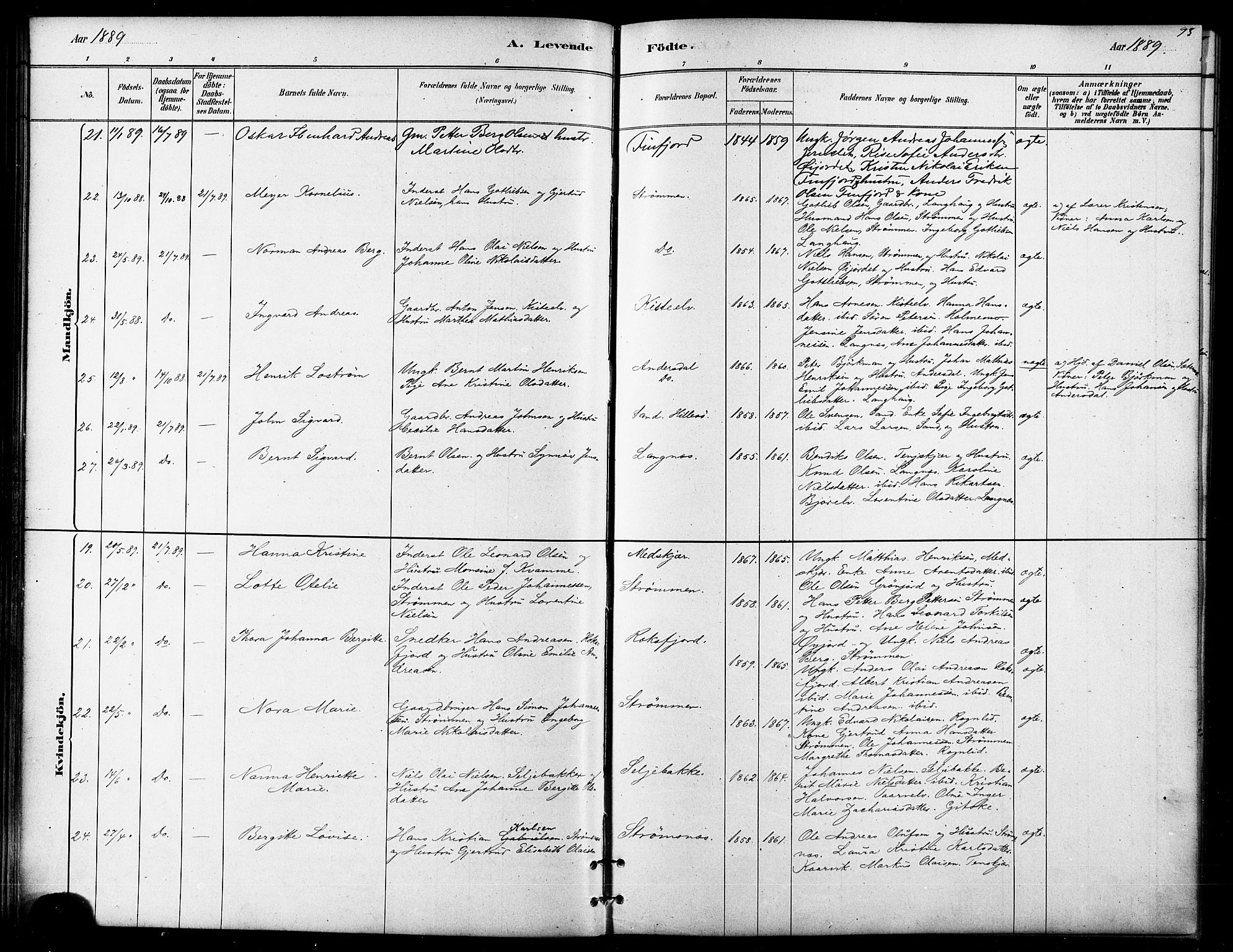 Lenvik sokneprestembete, AV/SATØ-S-1310/H/Ha/Haa/L0011kirke: Parish register (official) no. 11, 1880-1889, p. 93