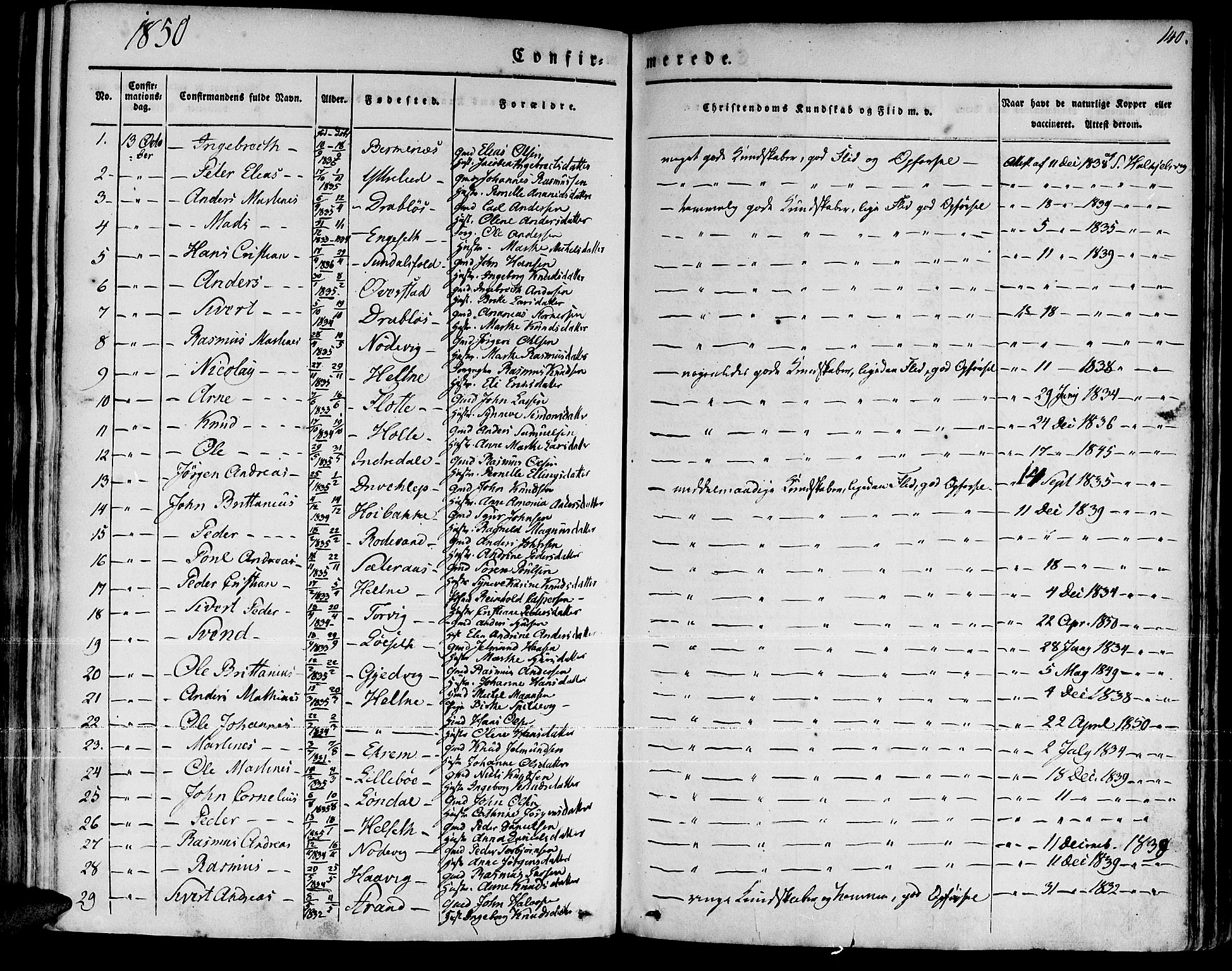 Ministerialprotokoller, klokkerbøker og fødselsregistre - Møre og Romsdal, SAT/A-1454/511/L0139: Parish register (official) no. 511A06, 1831-1850, p. 140