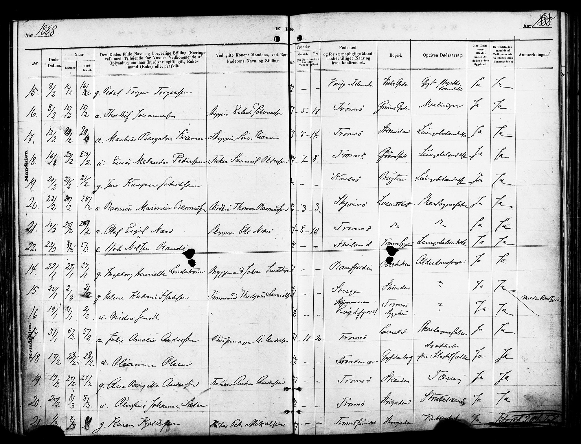 Tromsø sokneprestkontor/stiftsprosti/domprosti, SATØ/S-1343/G/Ga/L0014kirke: Parish register (official) no. 14, 1878-1888, p. 151