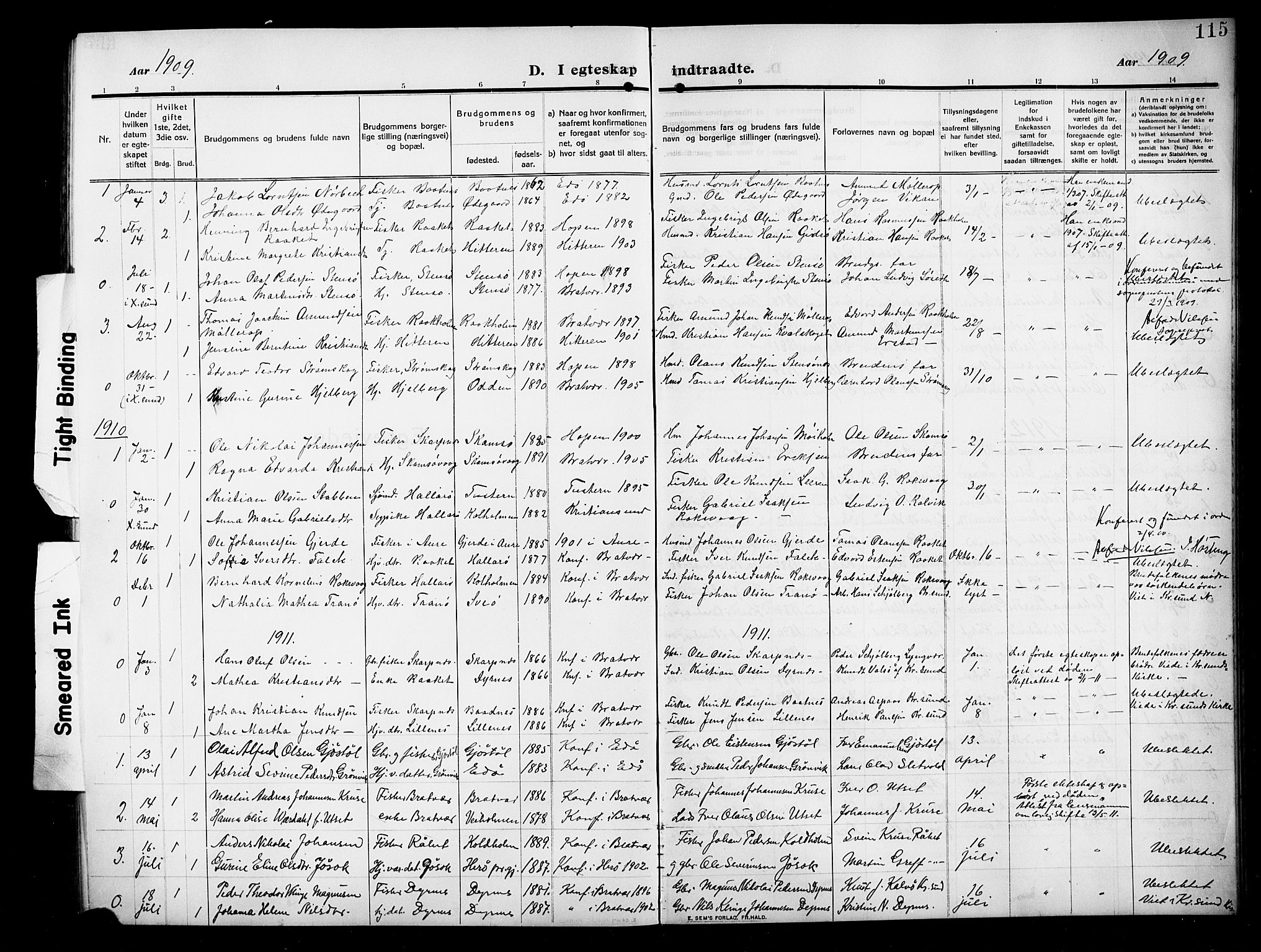 Ministerialprotokoller, klokkerbøker og fødselsregistre - Møre og Romsdal, SAT/A-1454/582/L0949: Parish register (copy) no. 582C01, 1909-1925, p. 115