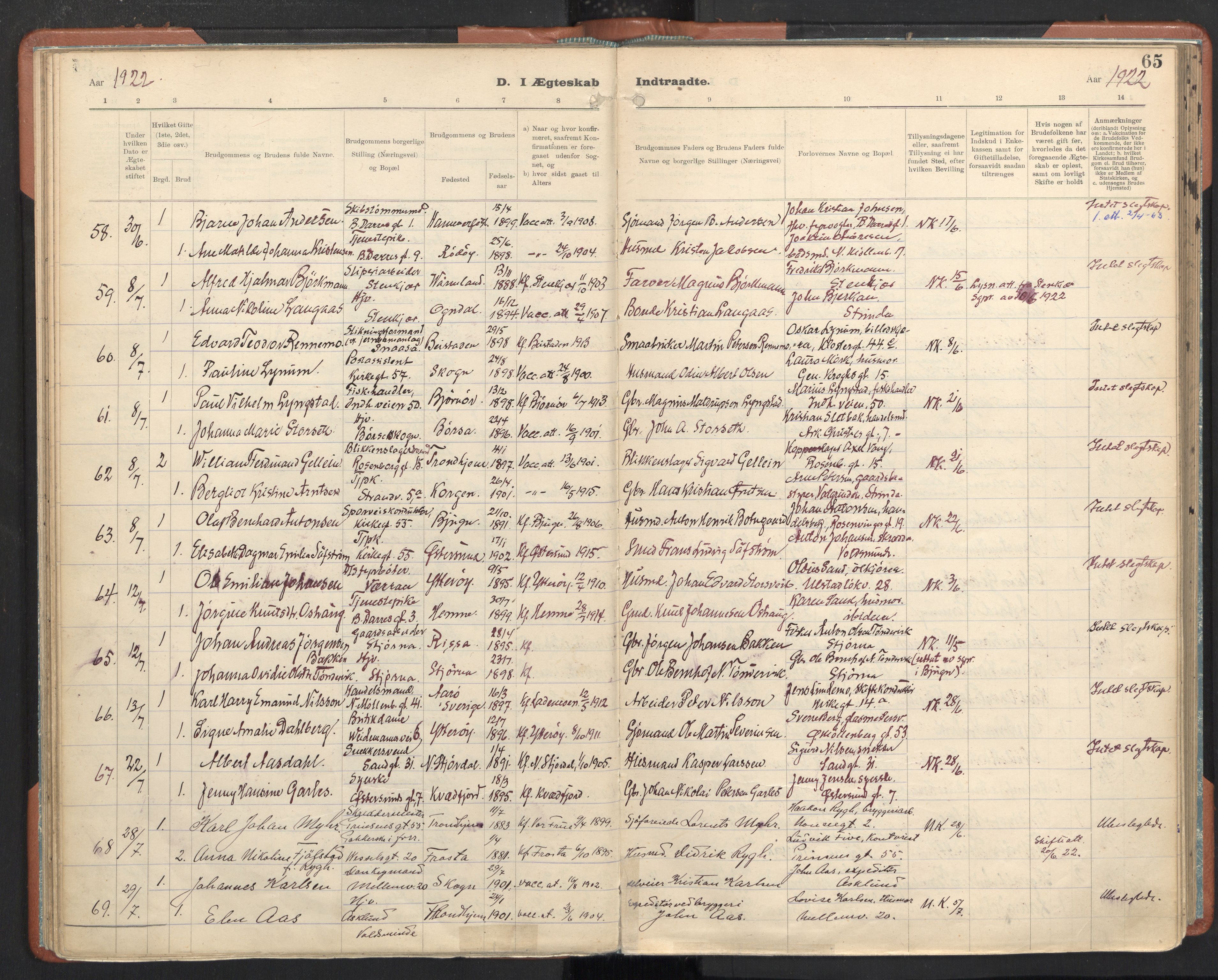 Ministerialprotokoller, klokkerbøker og fødselsregistre - Sør-Trøndelag, AV/SAT-A-1456/605/L0245: Parish register (official) no. 605A07, 1916-1938, p. 65