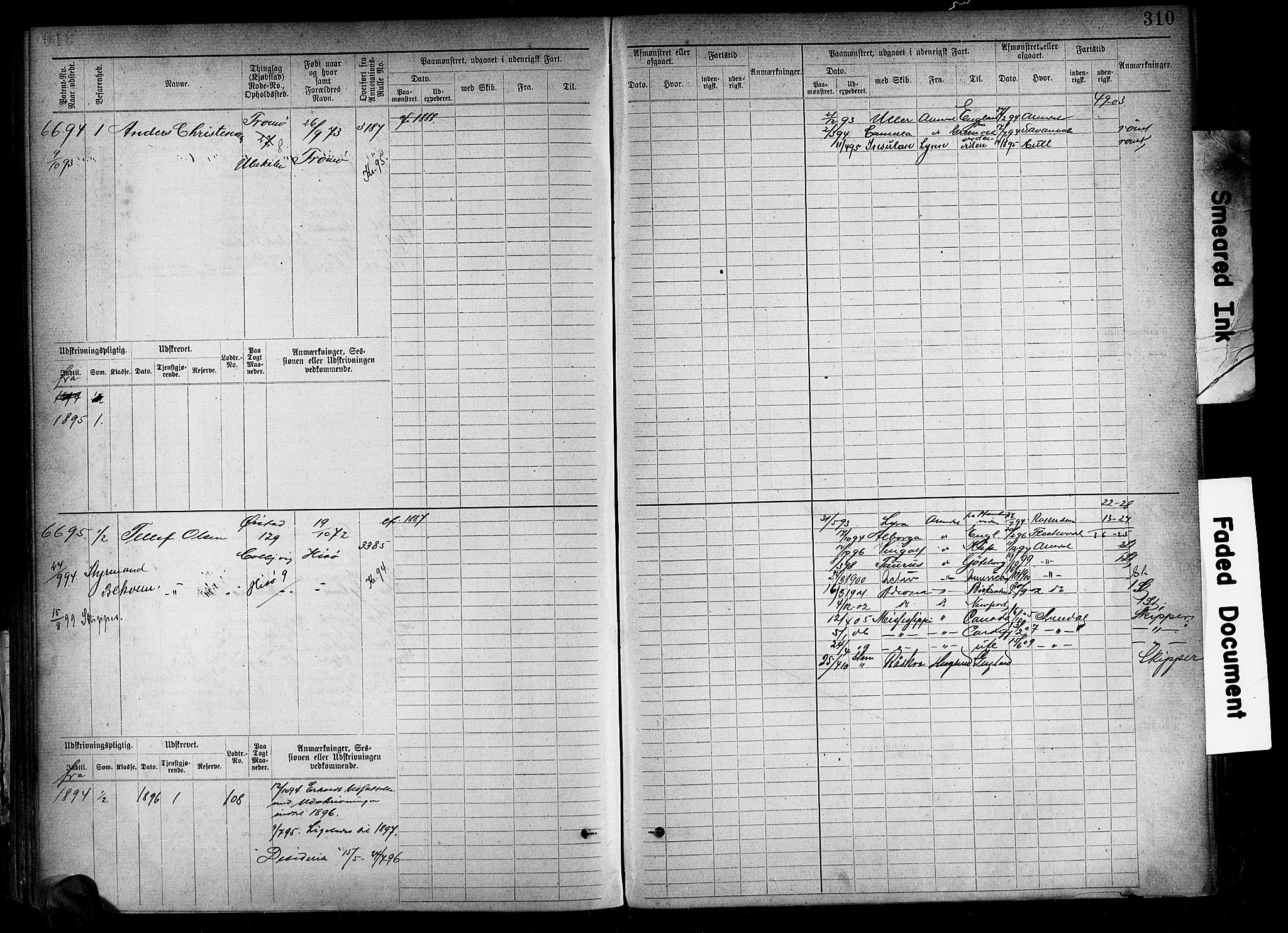 Arendal mønstringskrets, AV/SAK-2031-0012/F/Fb/L0018: Hovedrulle A nr 6077-6849, S-16, 1892-1894, p. 310