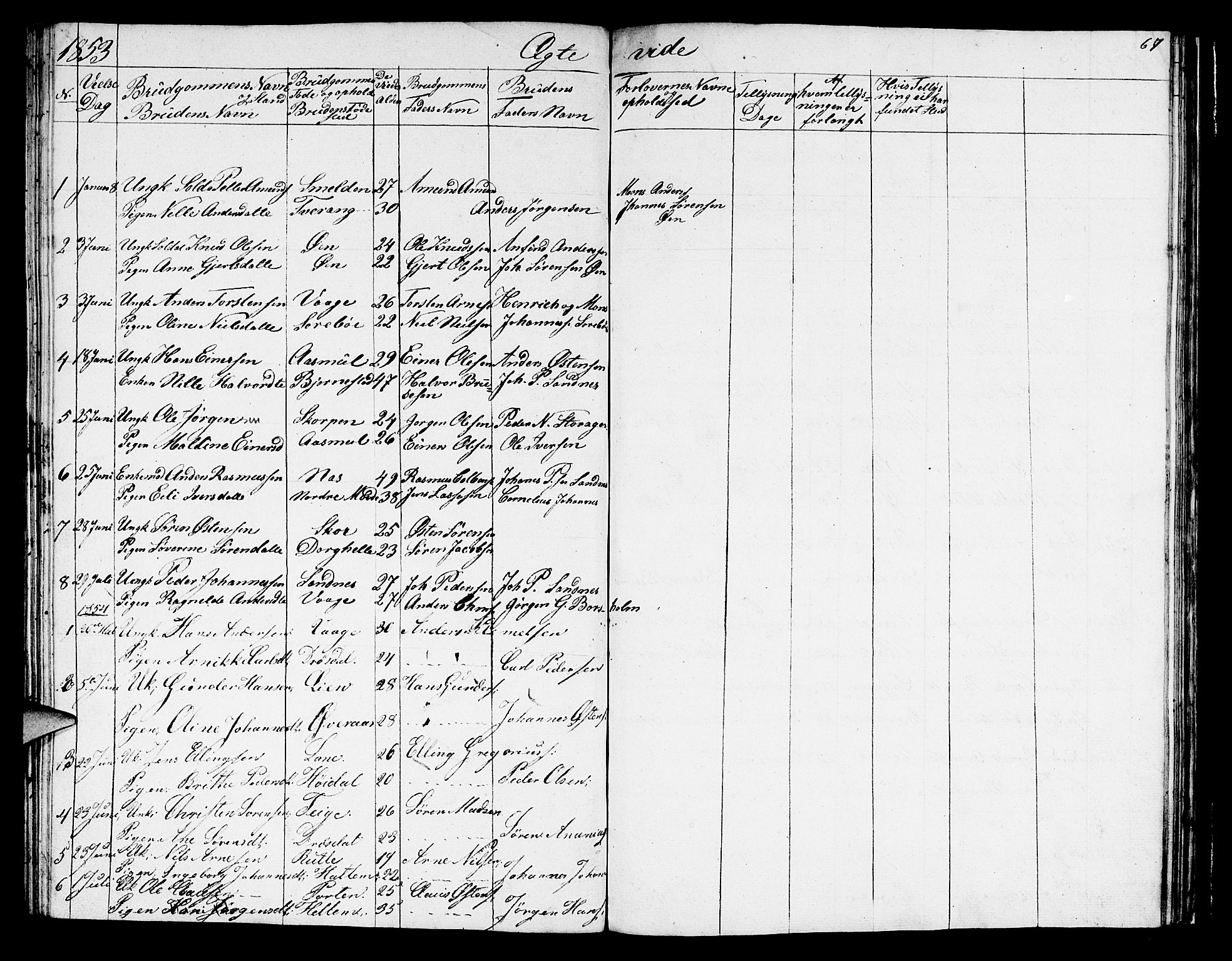 Hyllestad sokneprestembete, SAB/A-80401: Parish register (copy) no. C 1, 1853-1873, p. 67