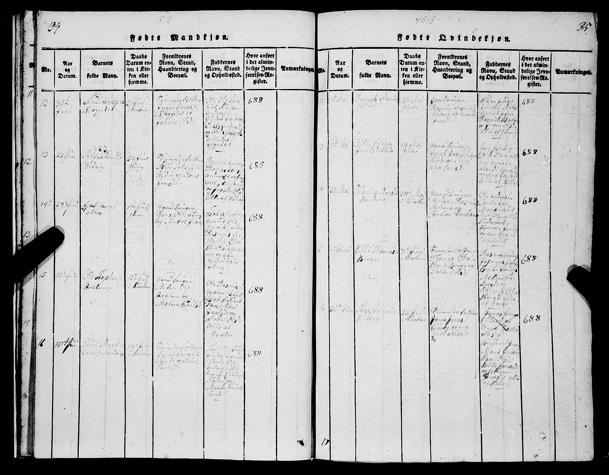 Selje sokneprestembete, AV/SAB-A-99938/H/Ha/Hab/Haba: Parish register (copy) no. A 1, 1816-1828, p. 34-35