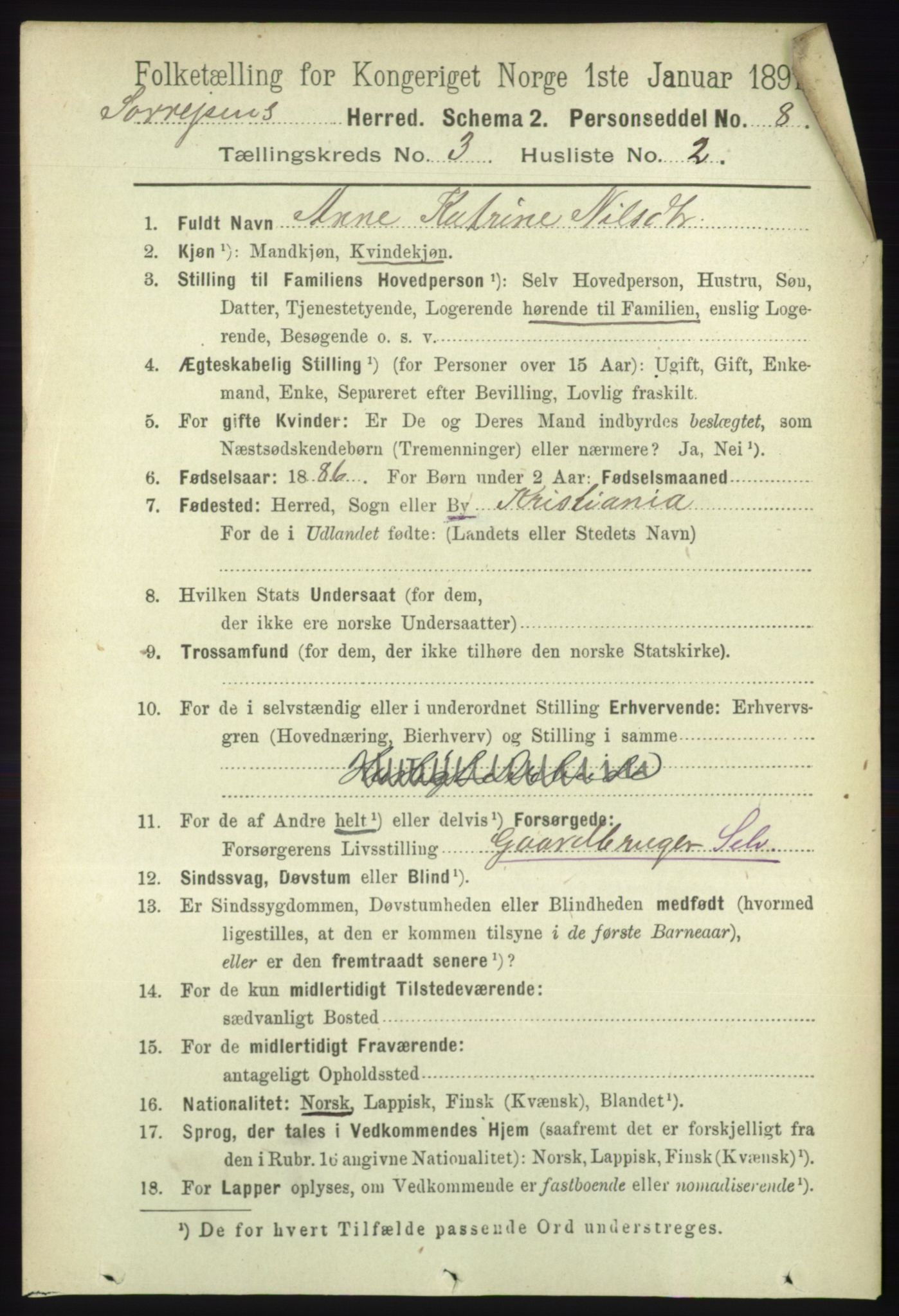 RA, 1891 census for 1925 Sørreisa, 1891, p. 697