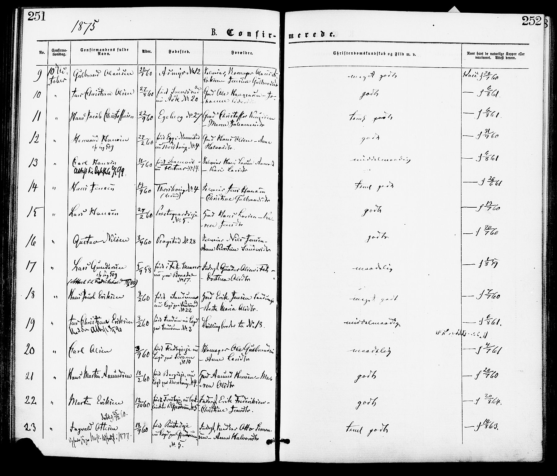 Gjerdrum prestekontor Kirkebøker, AV/SAO-A-10412b/F/Fa/L0008: Parish register (official) no. I 8, 1867-1880, p. 251-252