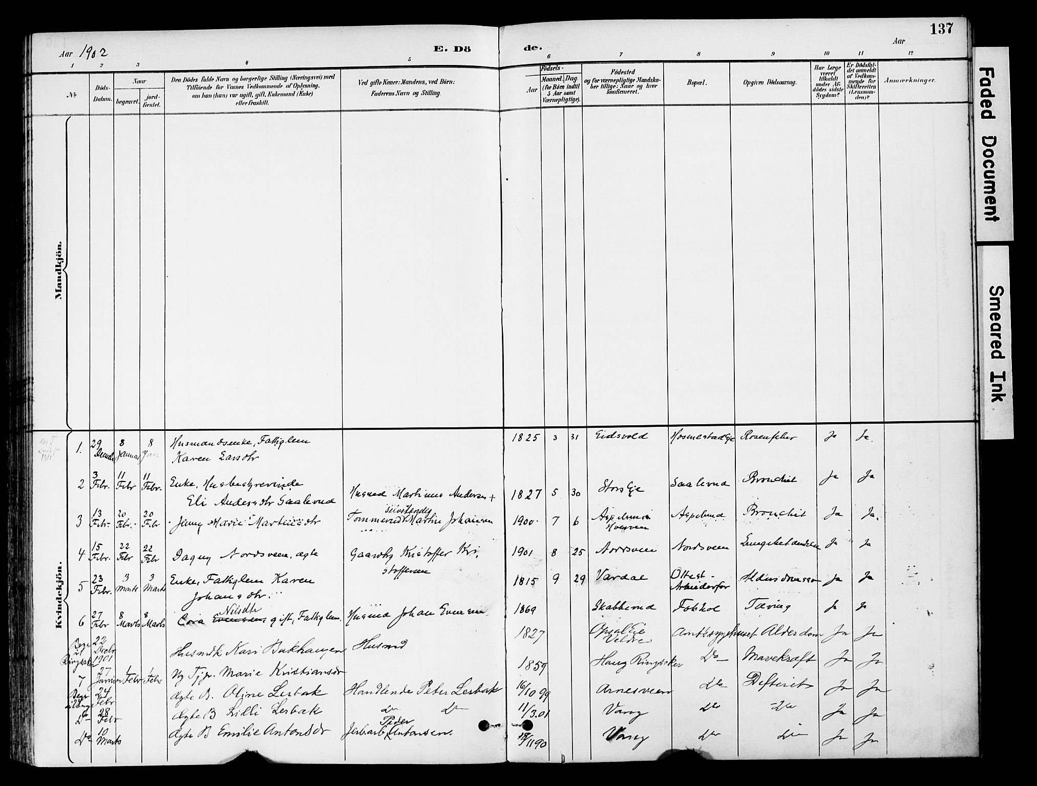 Stange prestekontor, SAH/PREST-002/K/L0021: Parish register (official) no. 21, 1891-1902, p. 137