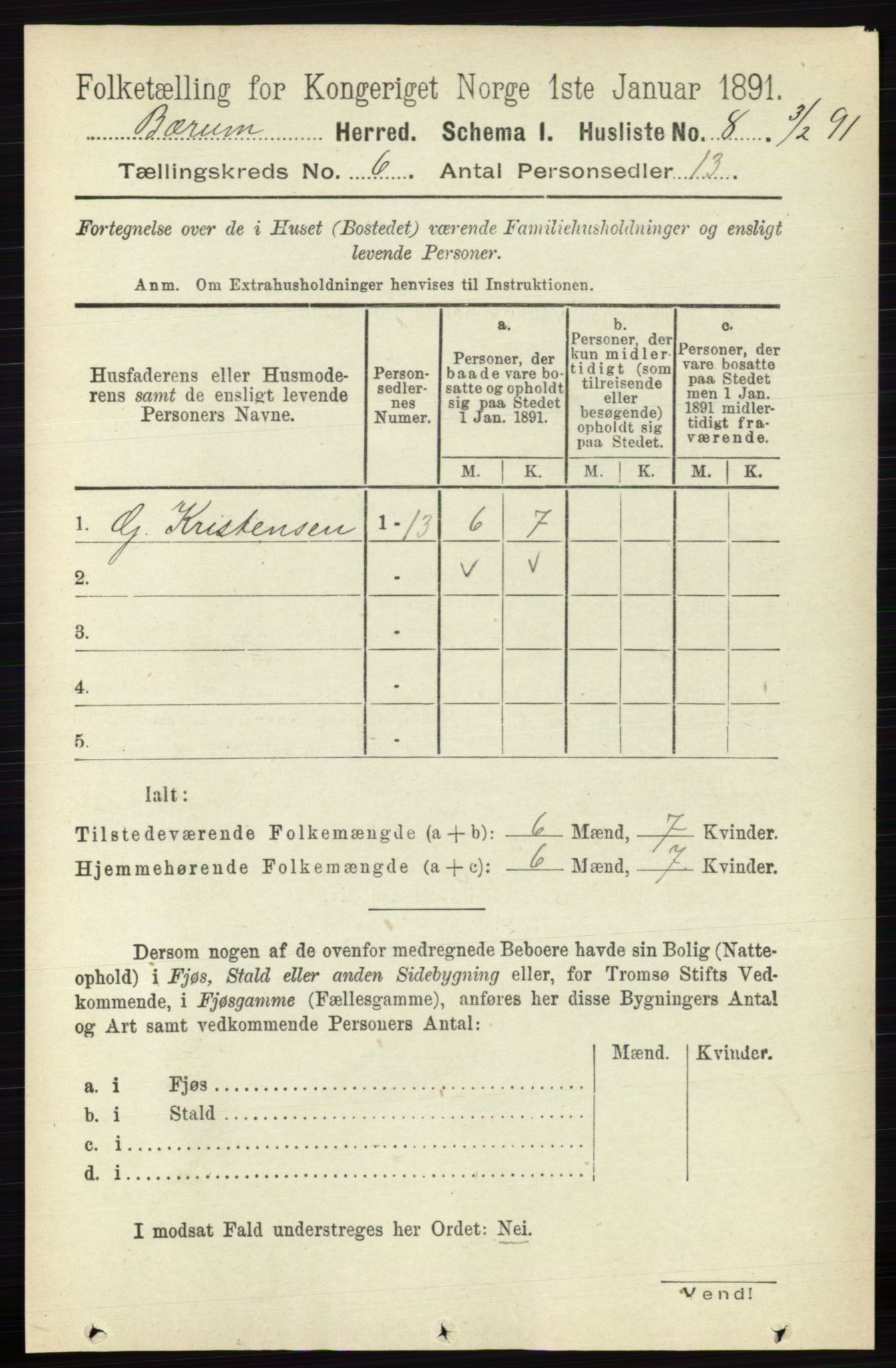 RA, 1891 census for 0219 Bærum, 1891, p. 3429