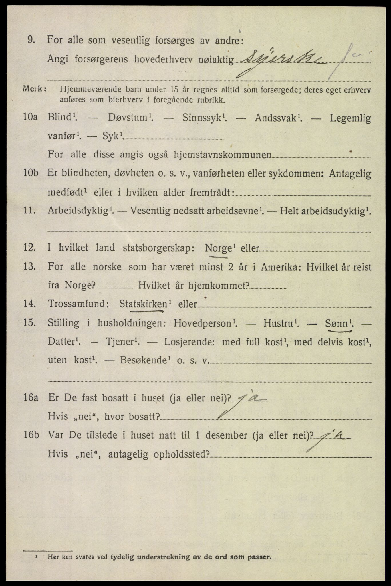 SAK, 1920 census for Gjerstad, 1920, p. 1376