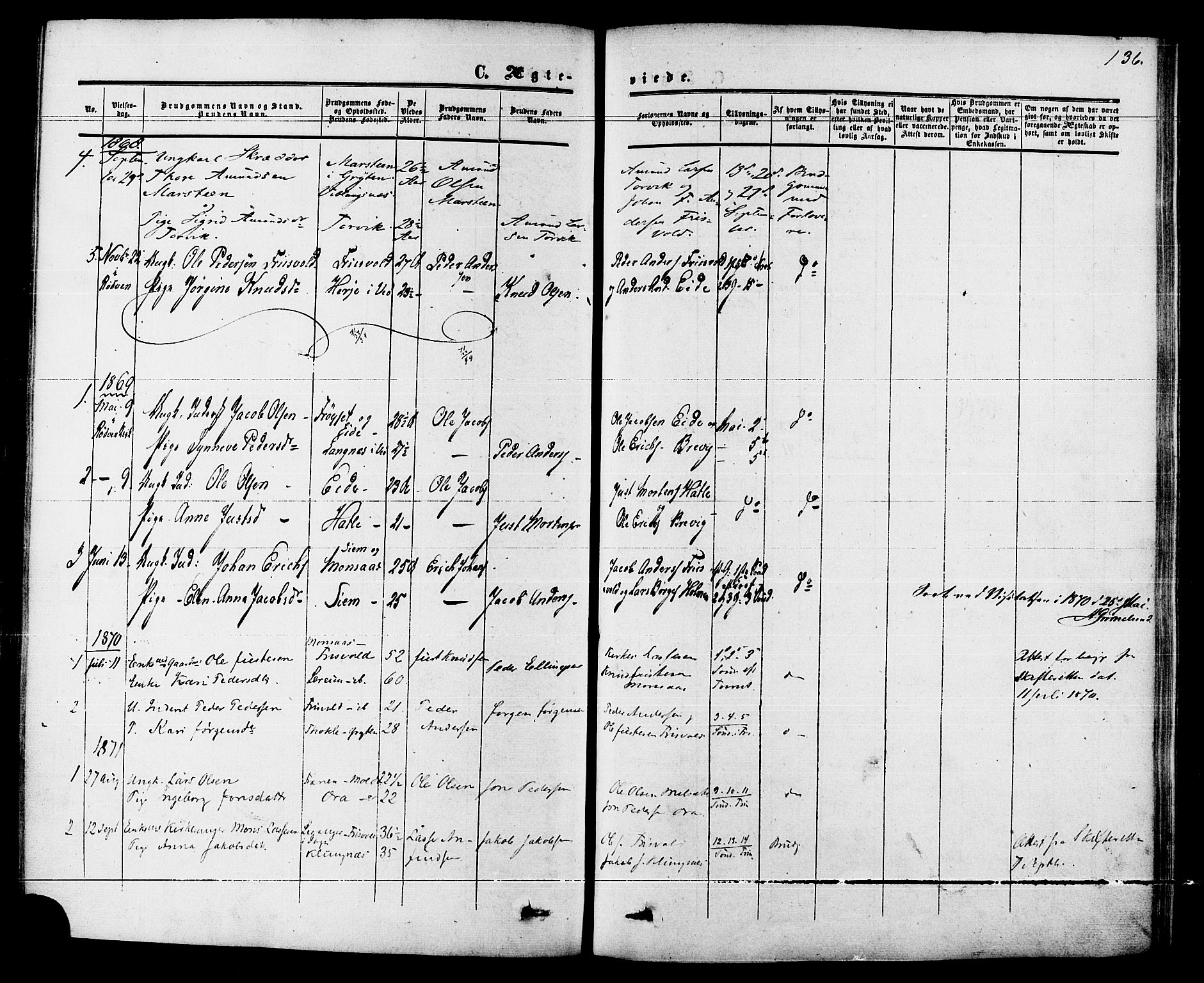 Ministerialprotokoller, klokkerbøker og fødselsregistre - Møre og Romsdal, AV/SAT-A-1454/542/L0552: Parish register (official) no. 542A02, 1854-1884, p. 136