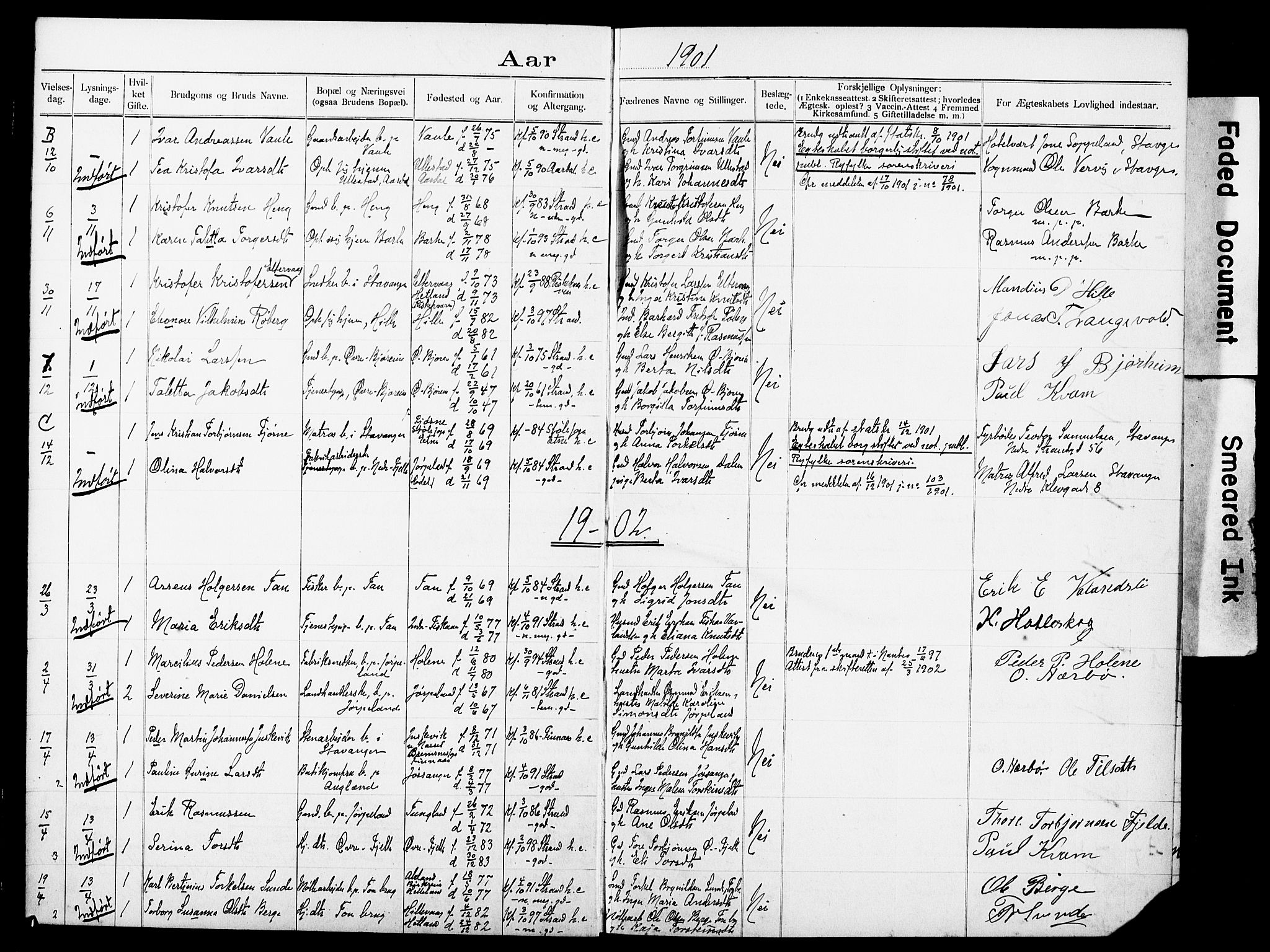 Strand sokneprestkontor, AV/SAST-A-101828/I/Ie/L0002: Banns register no. 2, 1897-1920